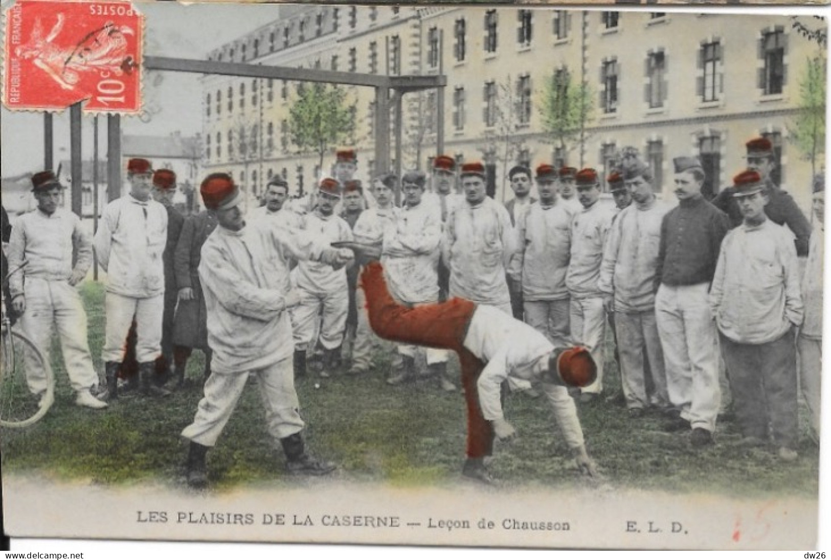 Militaria: Les Plaisirs De La Caserne - Leçon De Chausson Ou Boxe Française - Carte E.L.D. - Casernes