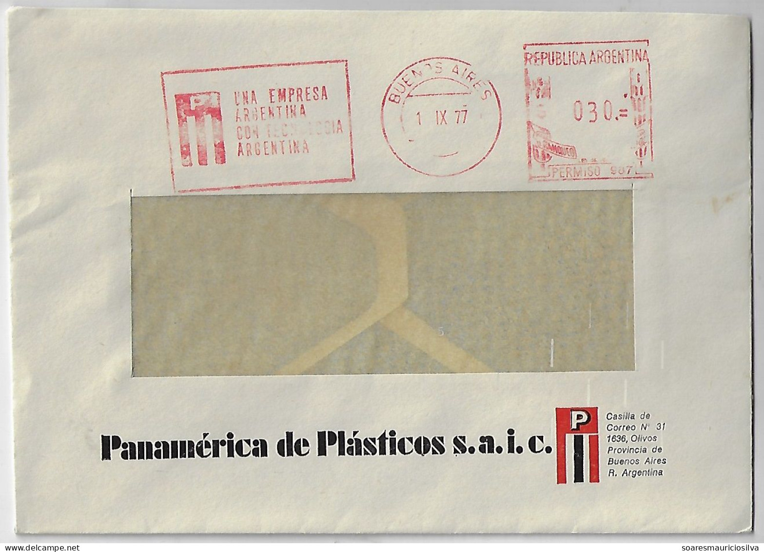 Argentina 1977 Cover From Buenos Aires Meter Stamp Postalia Slogan Panamericana Plastics Sorting Mark Telefunken - Briefe U. Dokumente