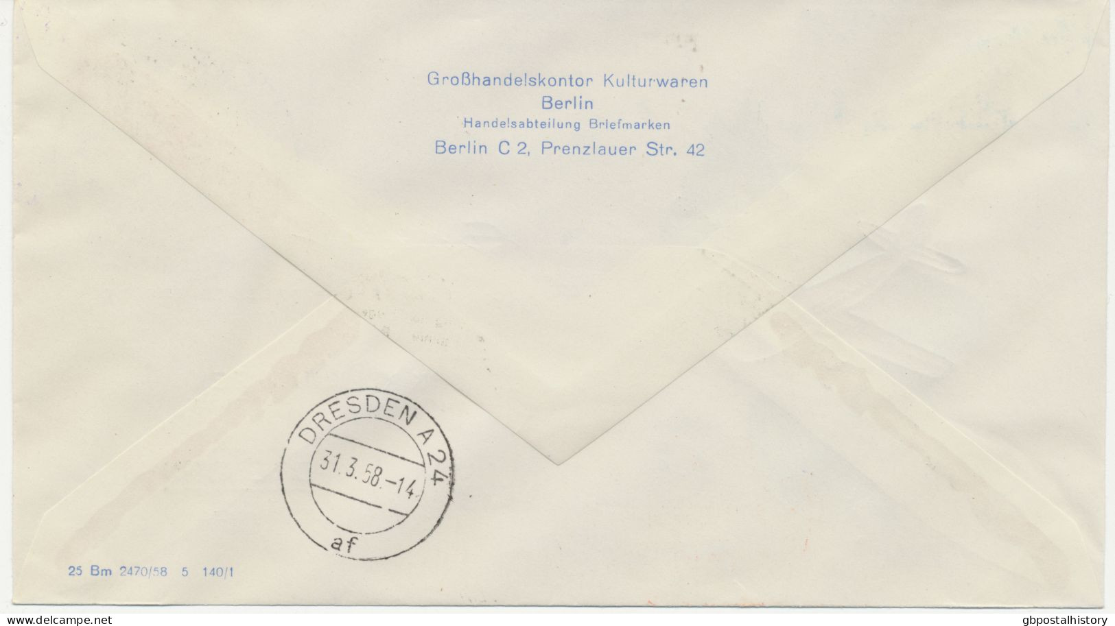 ÖSTERREICH 30.3.1958, Erstflug Der Deutsche Lufthansa Ost   „ERFURT - DRESDEN“ (HLII/40 / Hab.2589) - Airmail