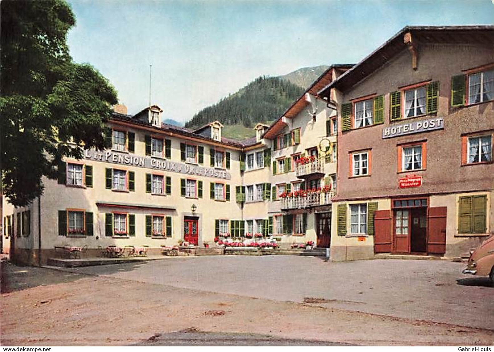 Müster Hôtel Croix D'or Et Poste Oberwallis Werlen Frères Goms   (10x15cm) - Goms