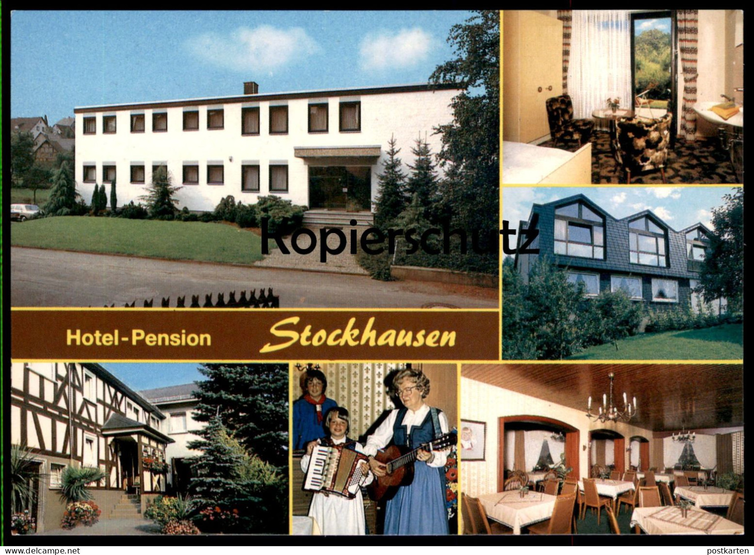 ÄLTERE POSTKARTE MÜSCHENBACH-HACHENBURG STOCKHAUSEN HOTEL PENSION AKKORDEON GITARRE Ansichtskarte AK Cpa Postcard - Hachenburg