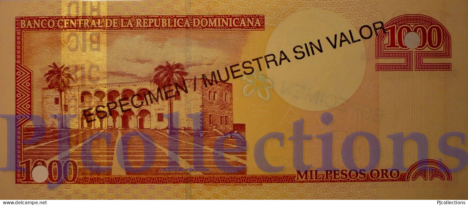 DOMINICAN REPUBLIC 1000 PESOS ORO 2000 PICK 163s SPECIMEN UNC NUMBER "0494" - Dominicaine