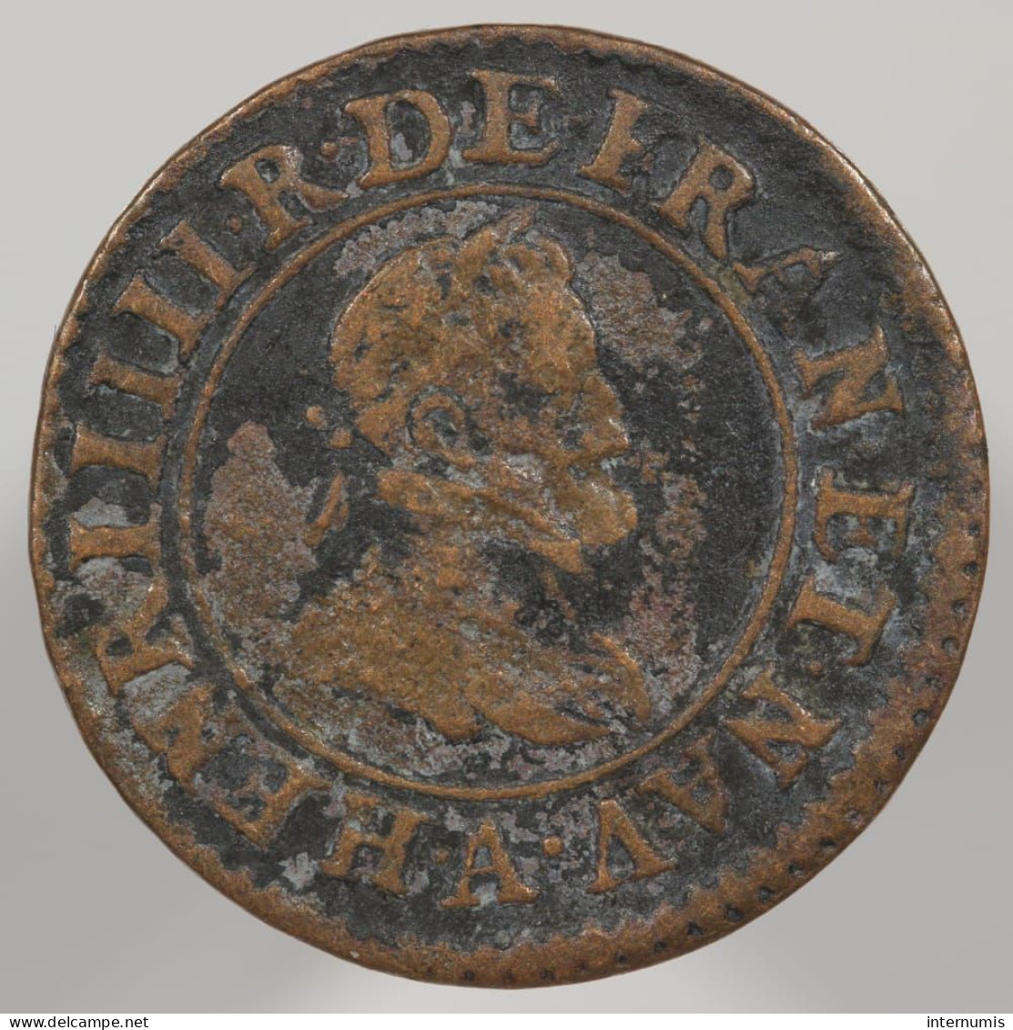 France, Henri IIII, Double Tournois, 1598, A - Paris, Cuivre (Copper), - 1547-1559 Heinrich II.