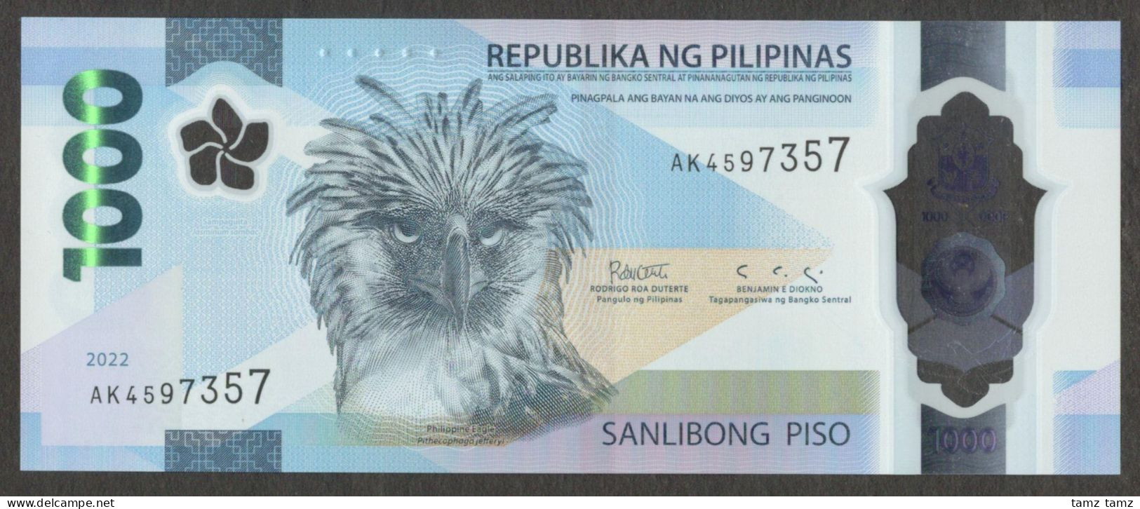 Philippines Pilipinas 1000 1,000 Piso Peso Polymer 2022 UNC Duterte Sign - Philippines