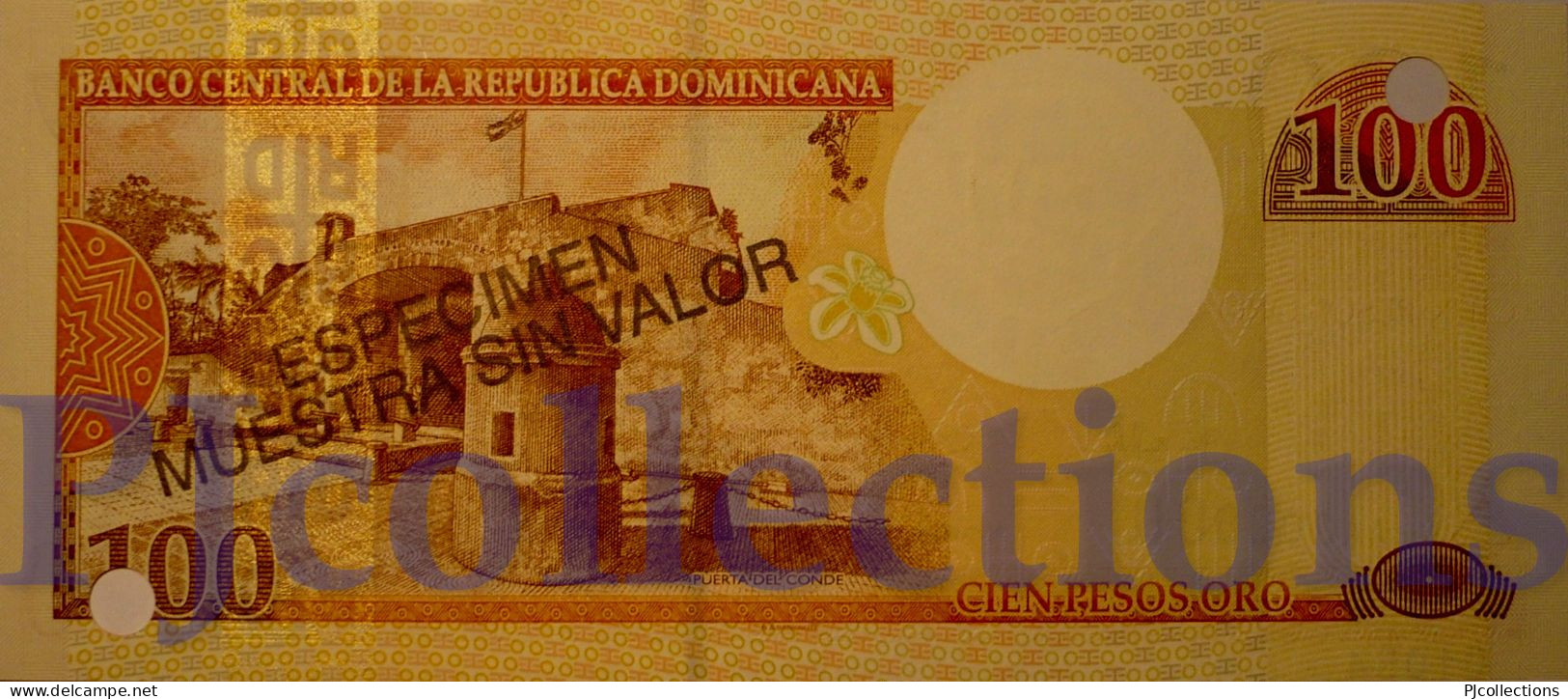 DOMINICAN REPUBLIC 100 PESOS ORO 2000 PICK 167s1 SPECIMEN UNC NUMBER "01054"" - Dominikanische Rep.