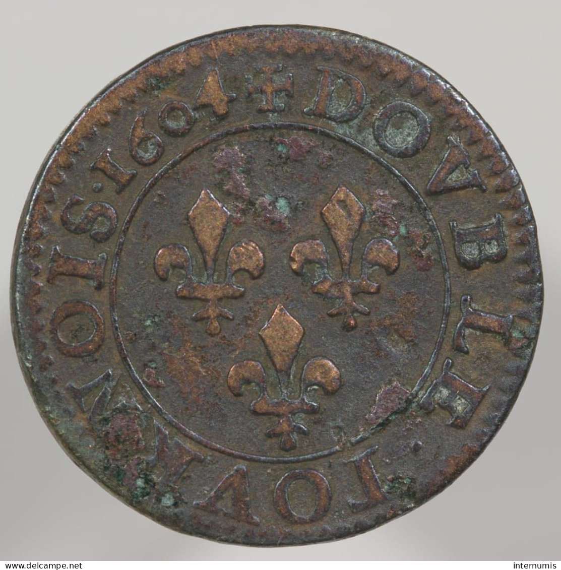 France, Henri IIII, Double Tournois, 1604, A - Paris, Cuivre (Copper) - 1589-1610 Hendrik IV