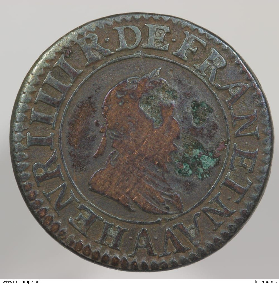 France, Henri IIII, Double Tournois, 1604, A - Paris, Cuivre (Copper) - 1589-1610 Heinrich IV.