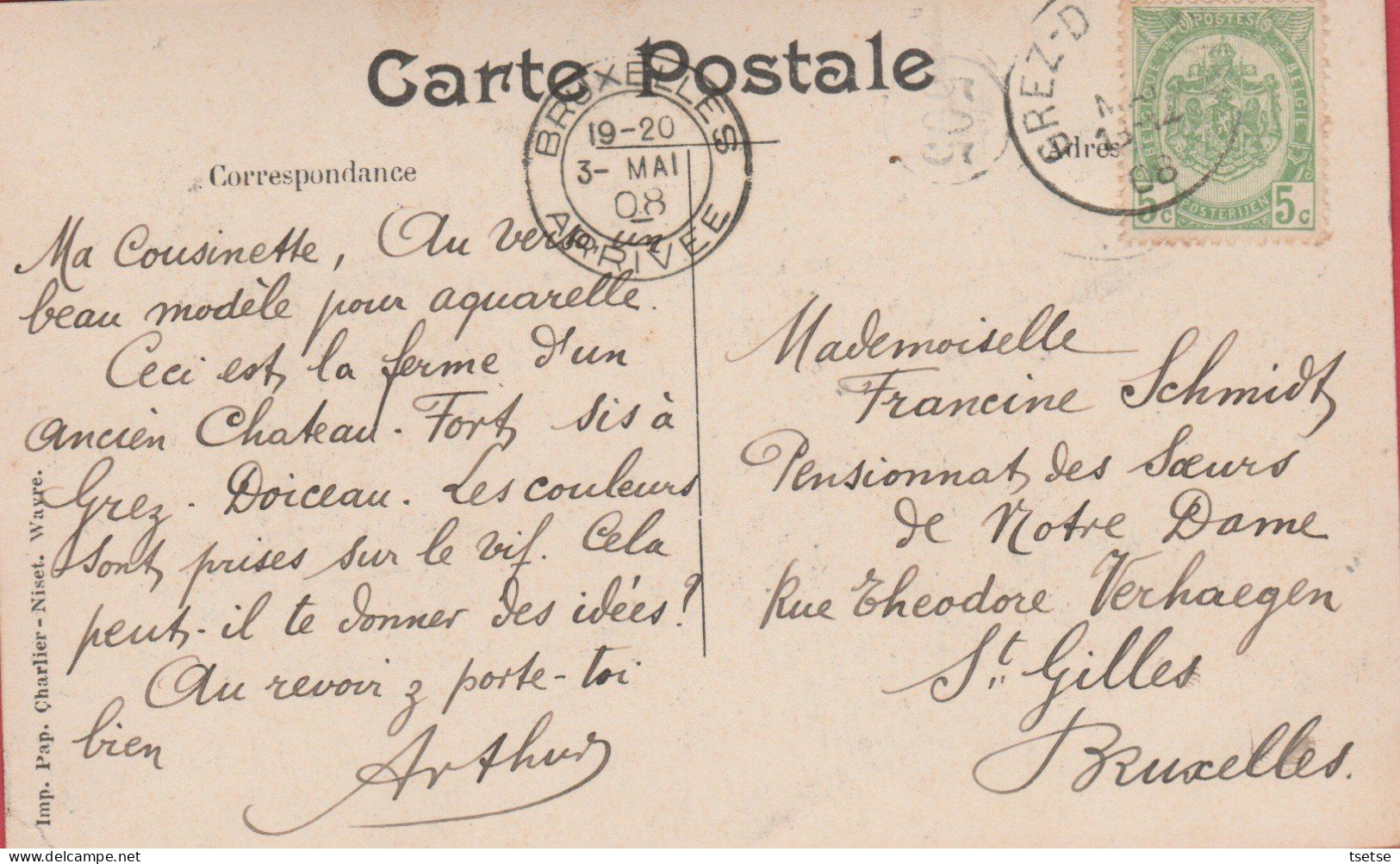 Grez-Doiceau - Château -1908 ( Voir Verso ) - Grez-Doiceau