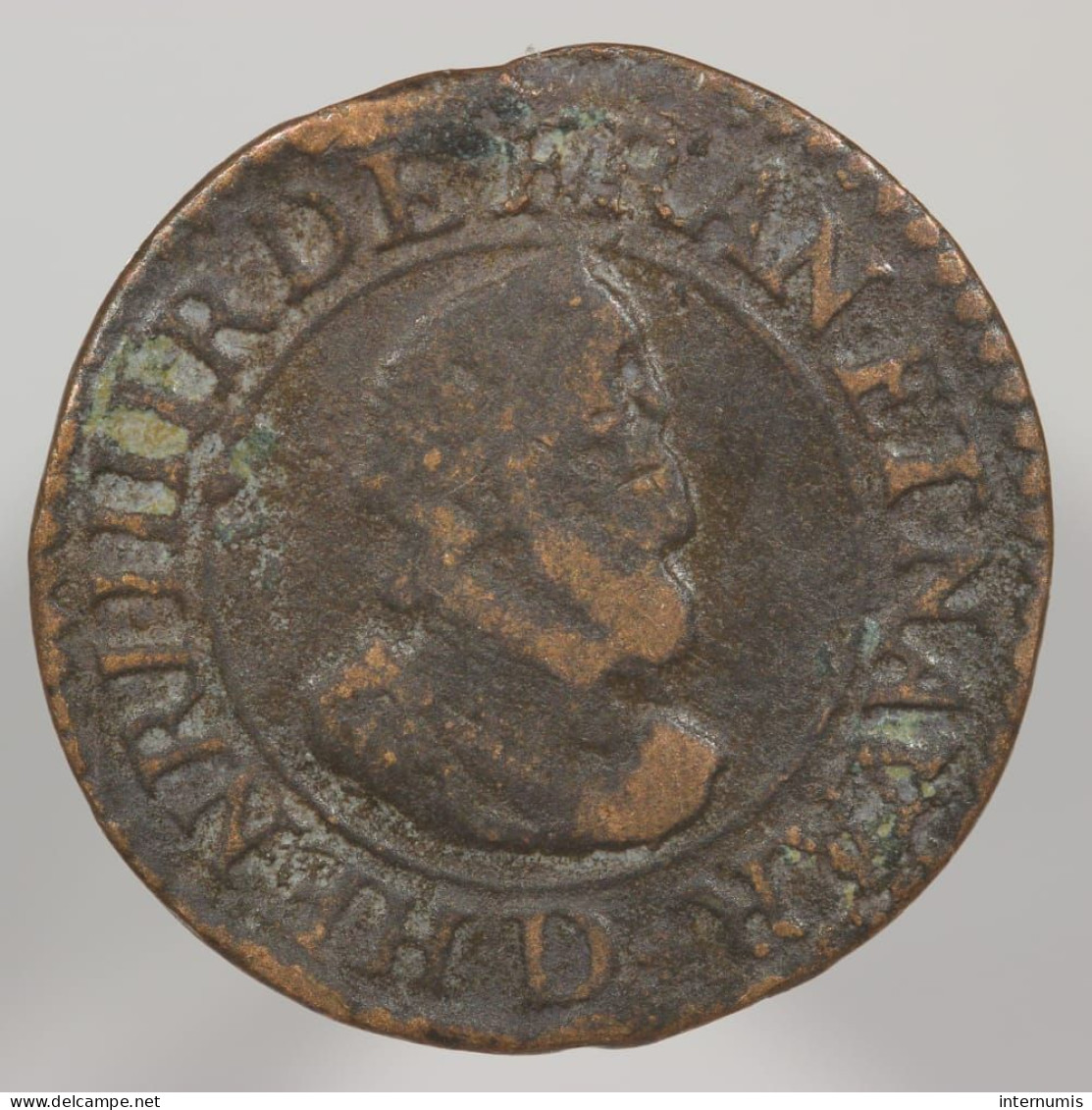 France, Henri IIII, Double Tournois, 1609, D - Lyon, Cuivre (Copper) - 1589-1610 Hendrik IV