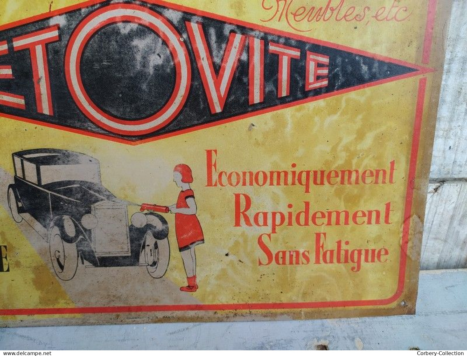 Ancienne Plaque Tôle Publicitaire Netovite Collection Automobile - Autres & Non Classés