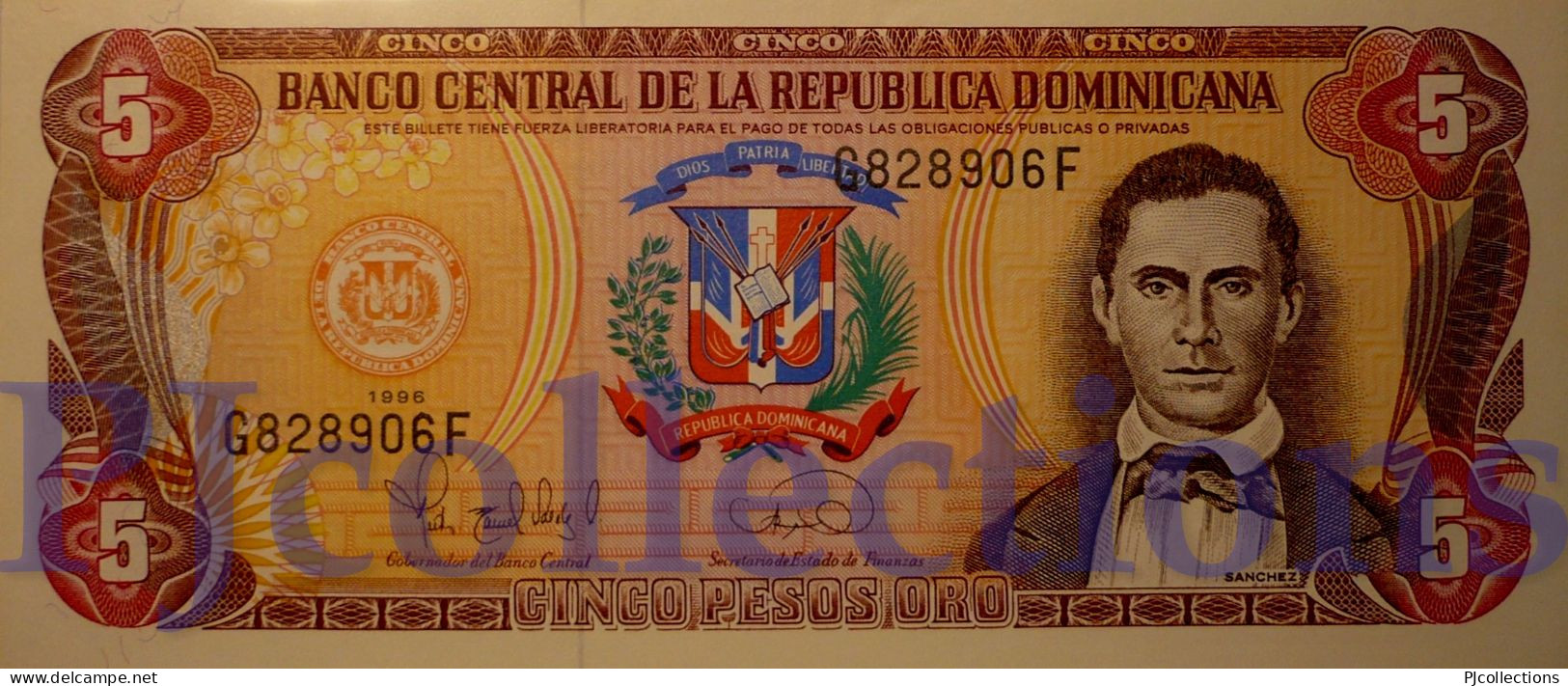 DOMINICAN REPUBLIC 5 PESOS ORO 1996 PICK 152a UNC - Dominicaine