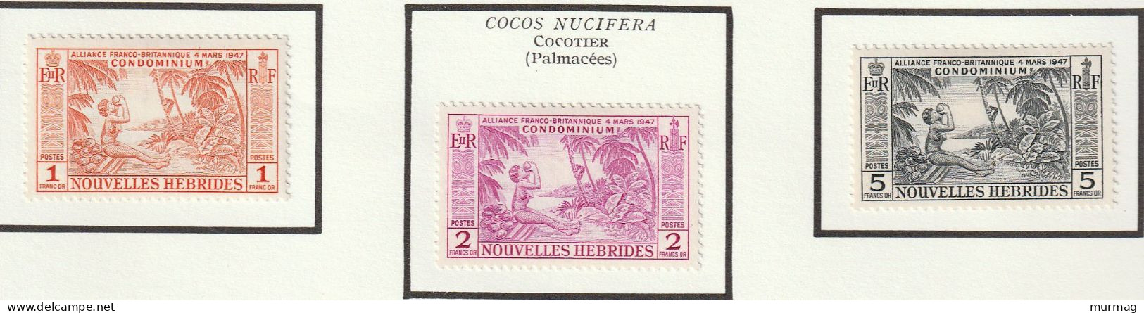 NOUVELLES HEBRIDES - Arbres, Cocotier - Y&T N° 183-185 - 1957 - MH - Ongebruikt