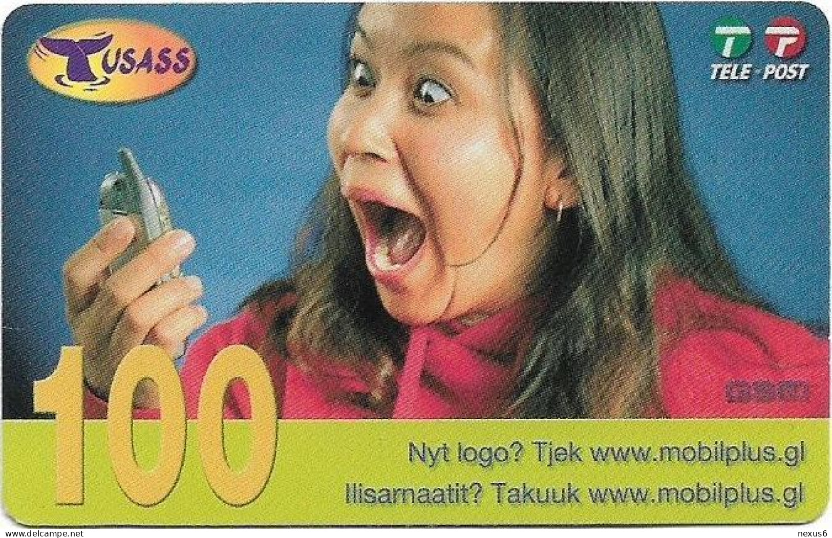 Greenland - Tusass - Girl With Mobile, GSM Refill, 100kr. Exp. 03.11.2007, Used - Grönland
