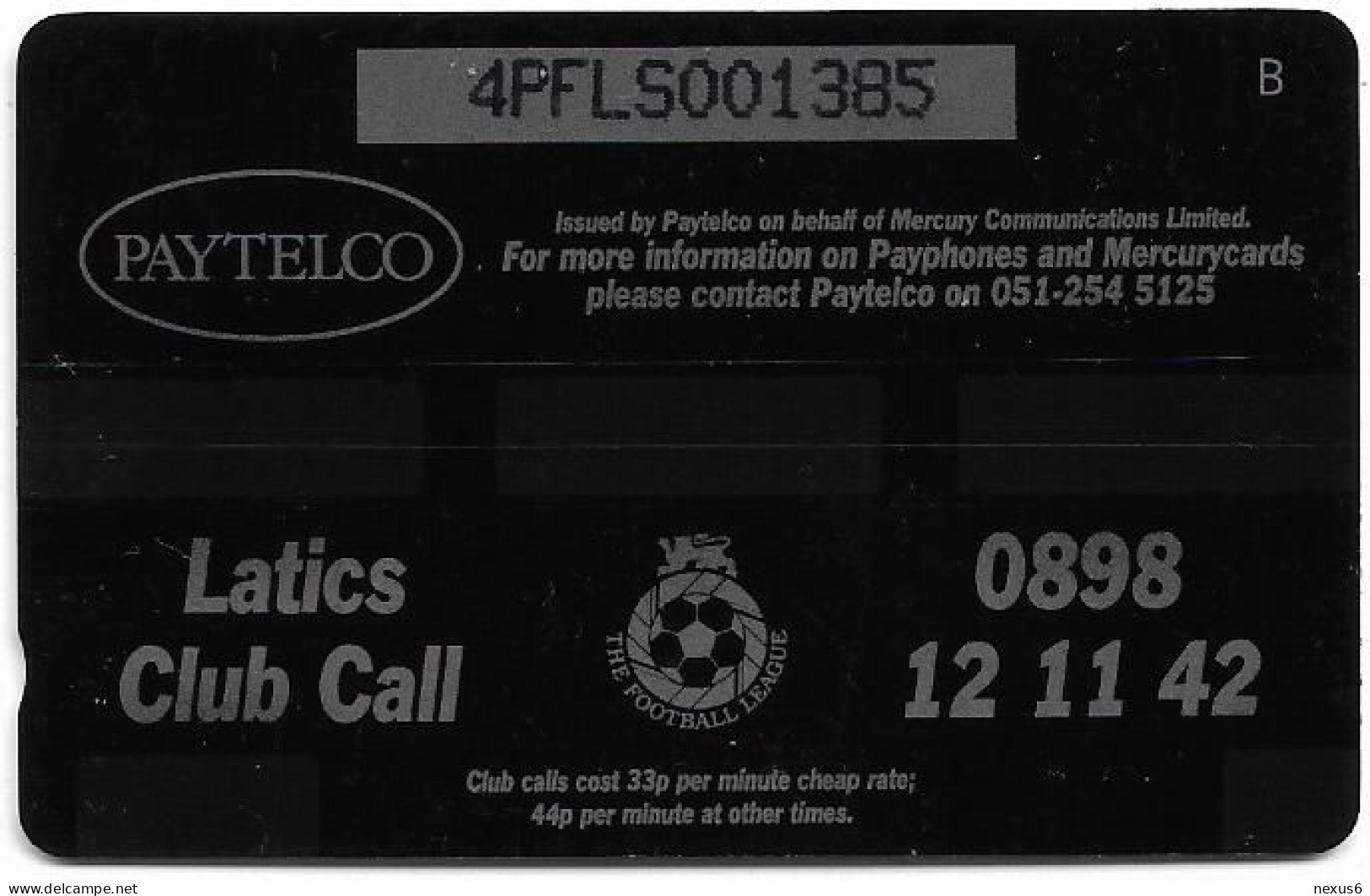 UK (Paytelco) - Football Clubs - Oldham Athletic Logo (Big Overprint) - 4PFLS - Used - [ 4] Mercury Communications & Paytelco