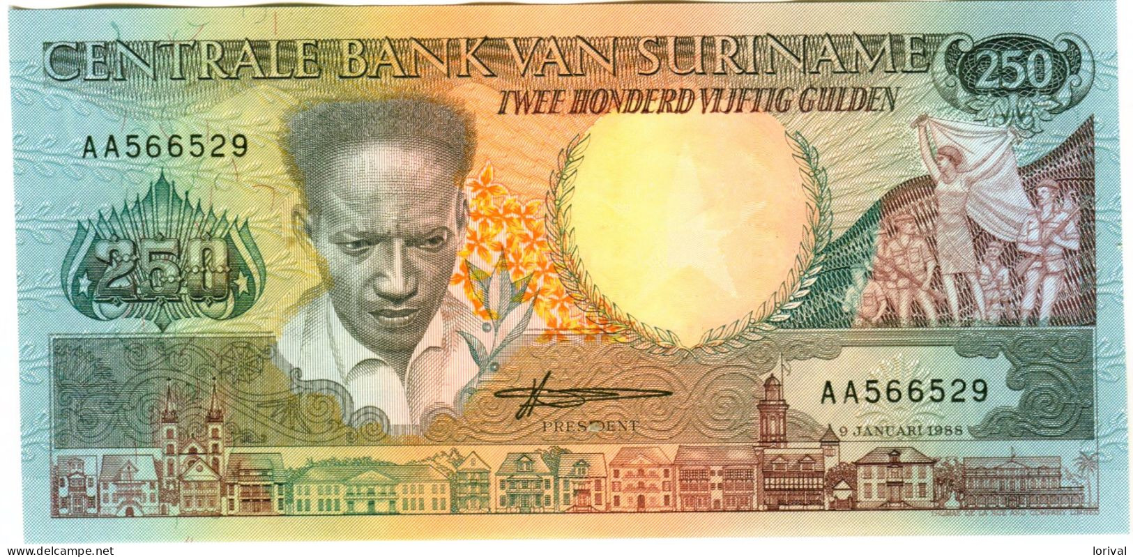250 Gulden 9 Janvier 1988 Neuf 3 Euros - Surinam