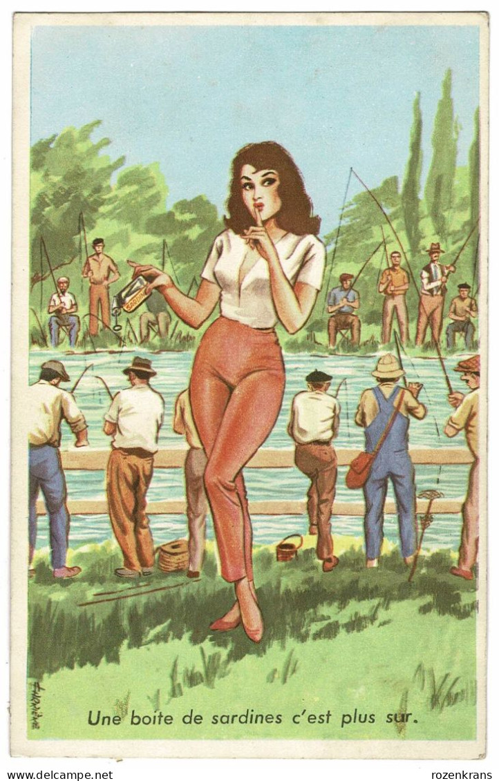 Illustrator Illustrateur Humor Humour CPA Louis Carriere Poisson Fisher Peche Fishing Femme Sexy Beautiful Lady Fille - Carrière, Louis