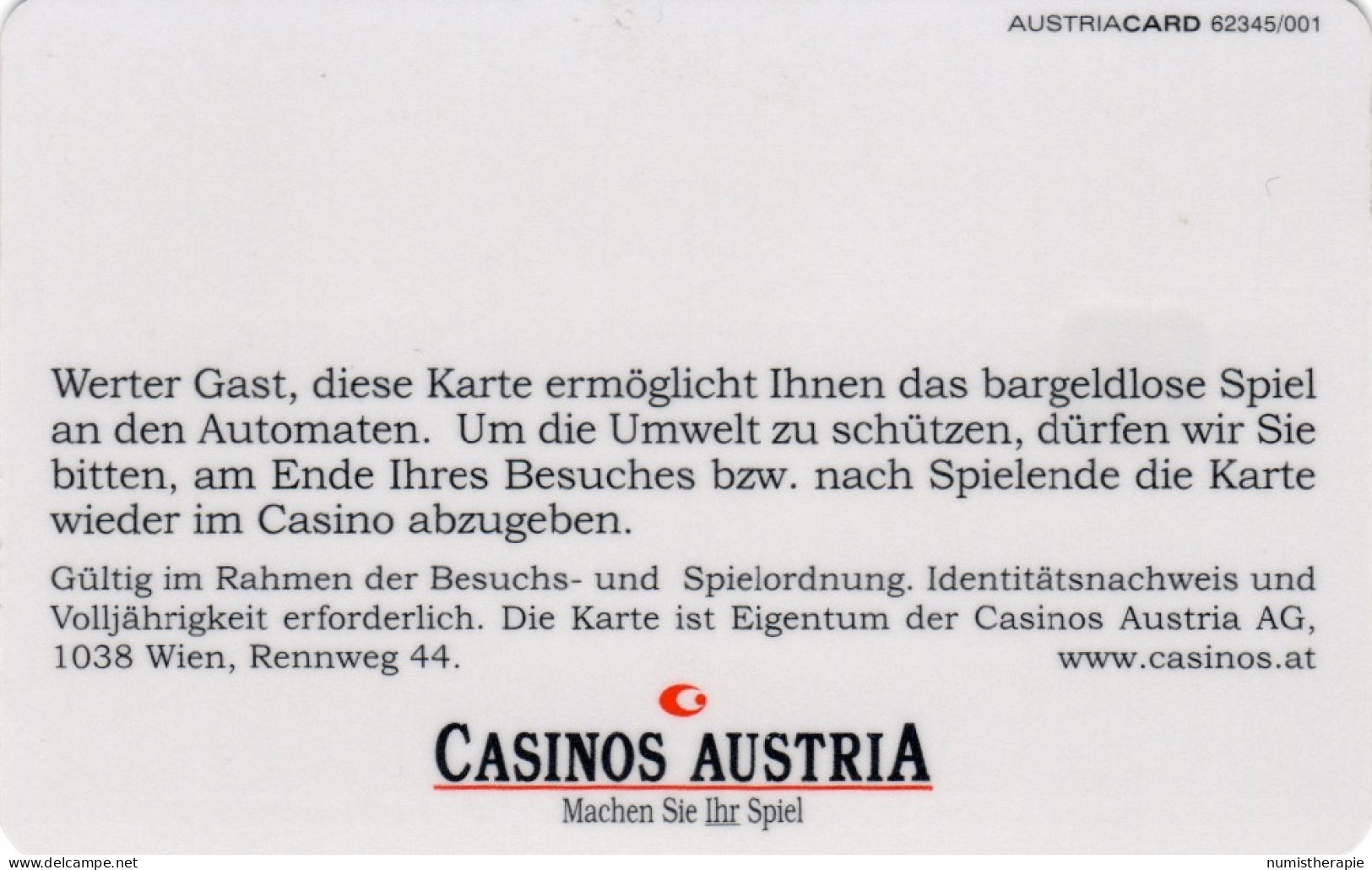 Spiel Card : Casino S Austria - Casinokaarten