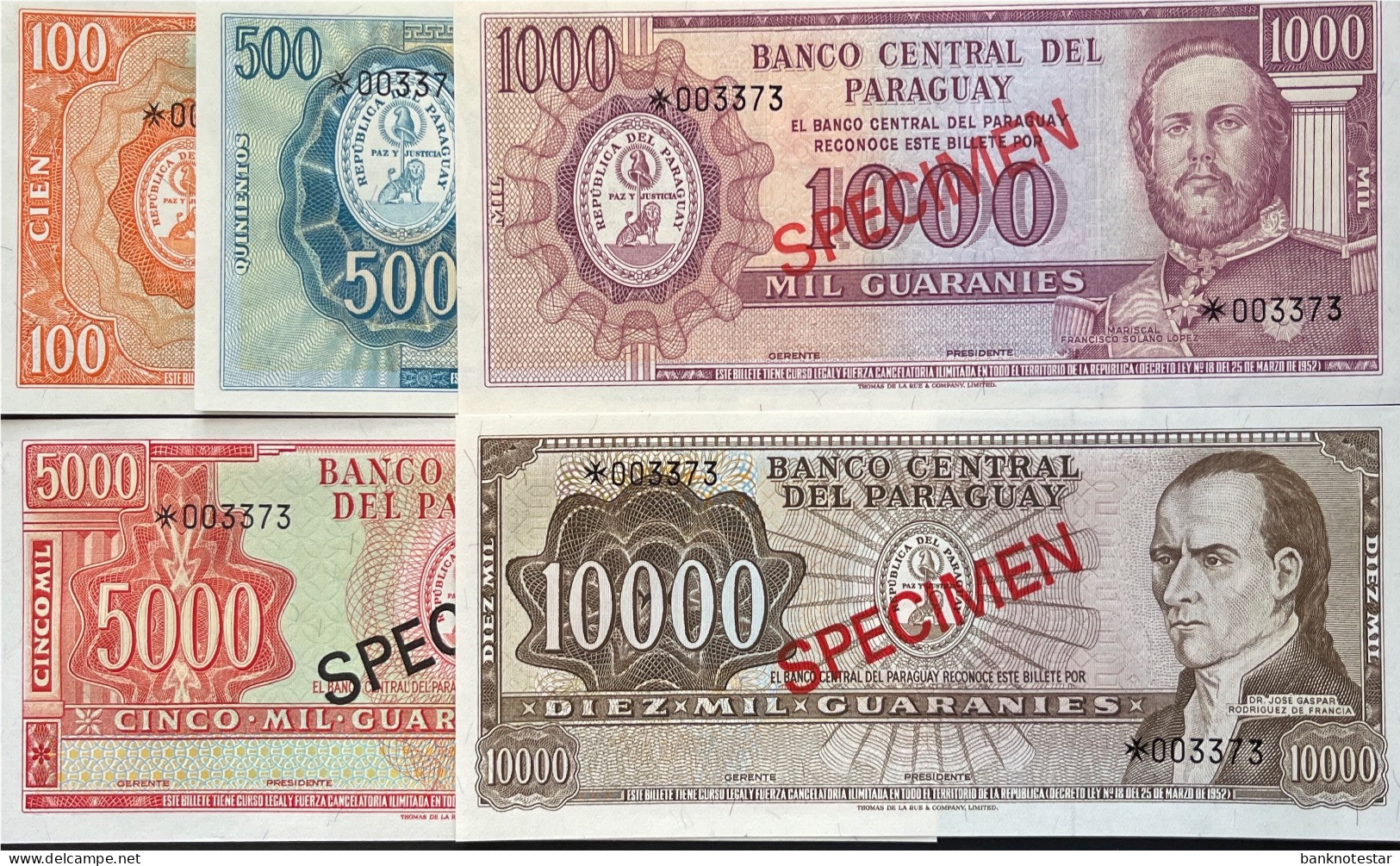 Paraguay 100 -10.000 Guaranies, P-CS1 (1979) - UNC - SPECIMEN SET - Paraguay