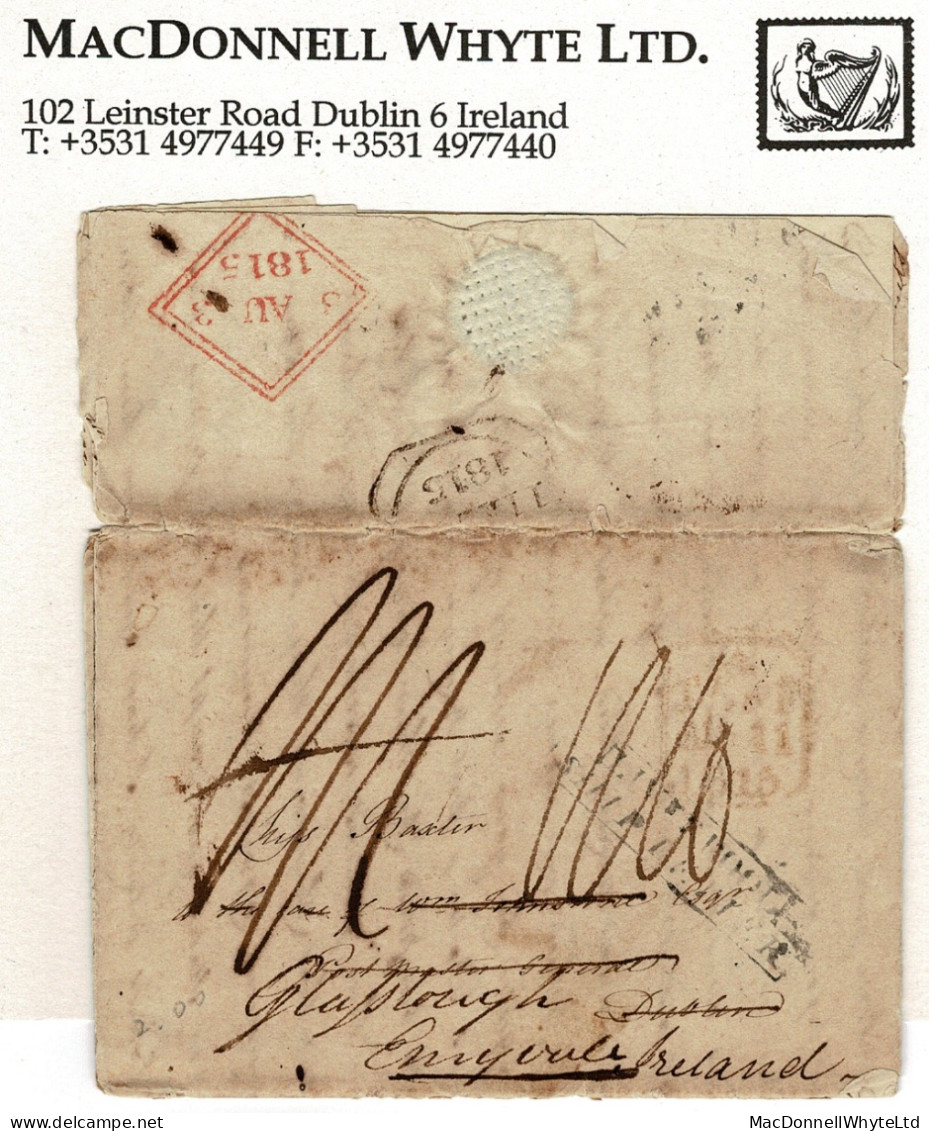 Ireland Monaghan Maritime USA 1815 Letter From Albany NY To Glasslough Via Dublin, With LIVERPOOL/SHIP LETTER - Prefilatelia