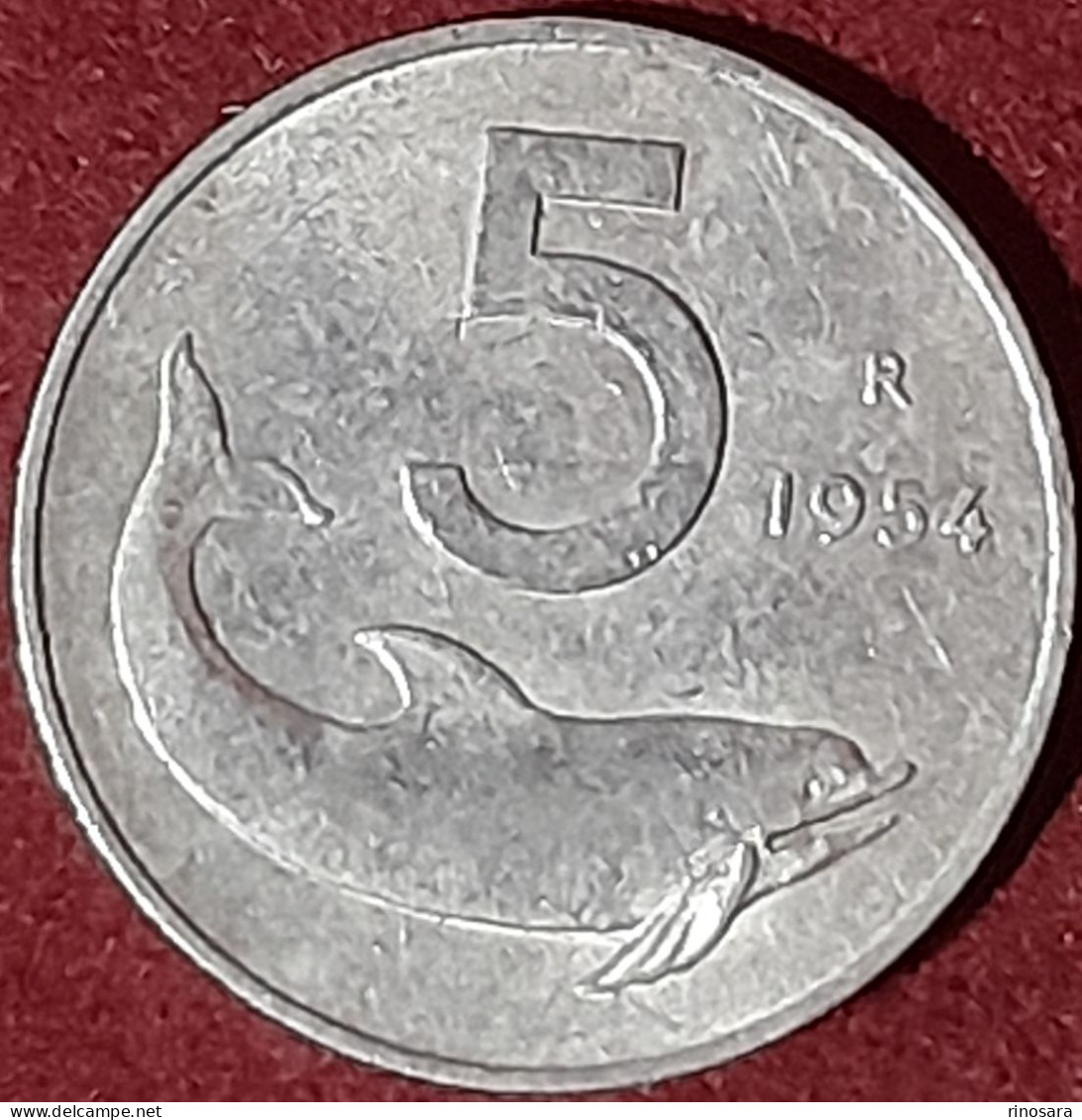 Variante Con Errore Di Conio 5 Lire 1954 Firma Distante Repubblica Italiana - 5 Lire