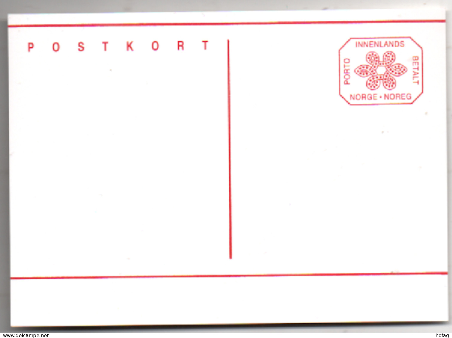 Norwegen Postkarte Ganzsache Innenlands Betalt Postfrisch; Norway Stationery MNH - Interi Postali