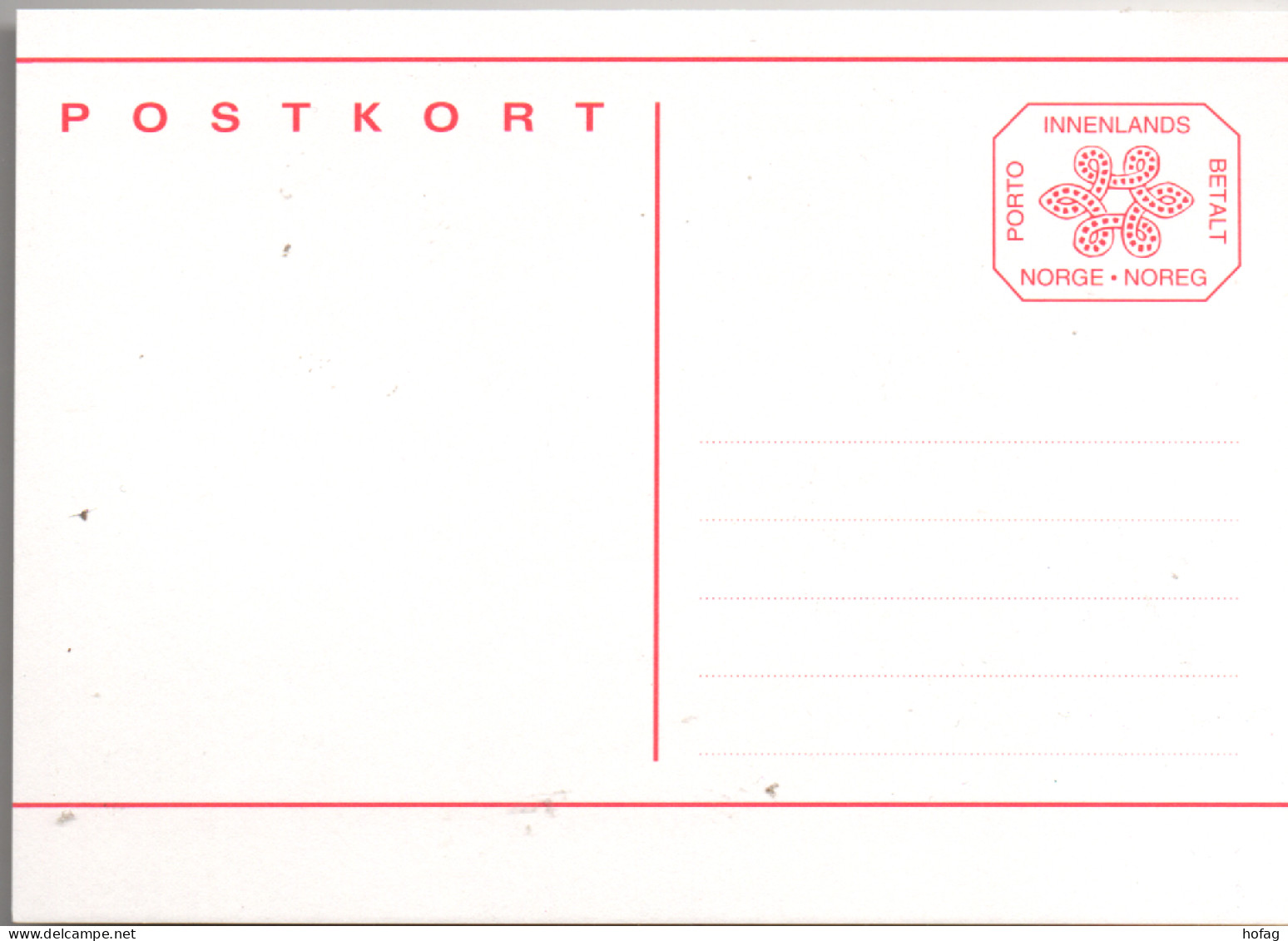 Norwegen Postkarte Ganzsache Innenlands Betalt Linien Postfrisch; Norway Stationery MNH - Entiers Postaux