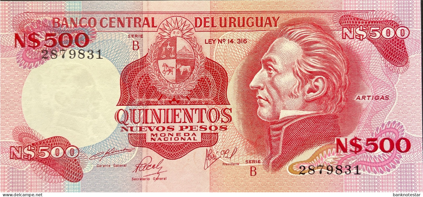 Uruguay 500 Nuevos Pesos, P-63b (1978) - UNC - RARE Series B Banknote - Uruguay