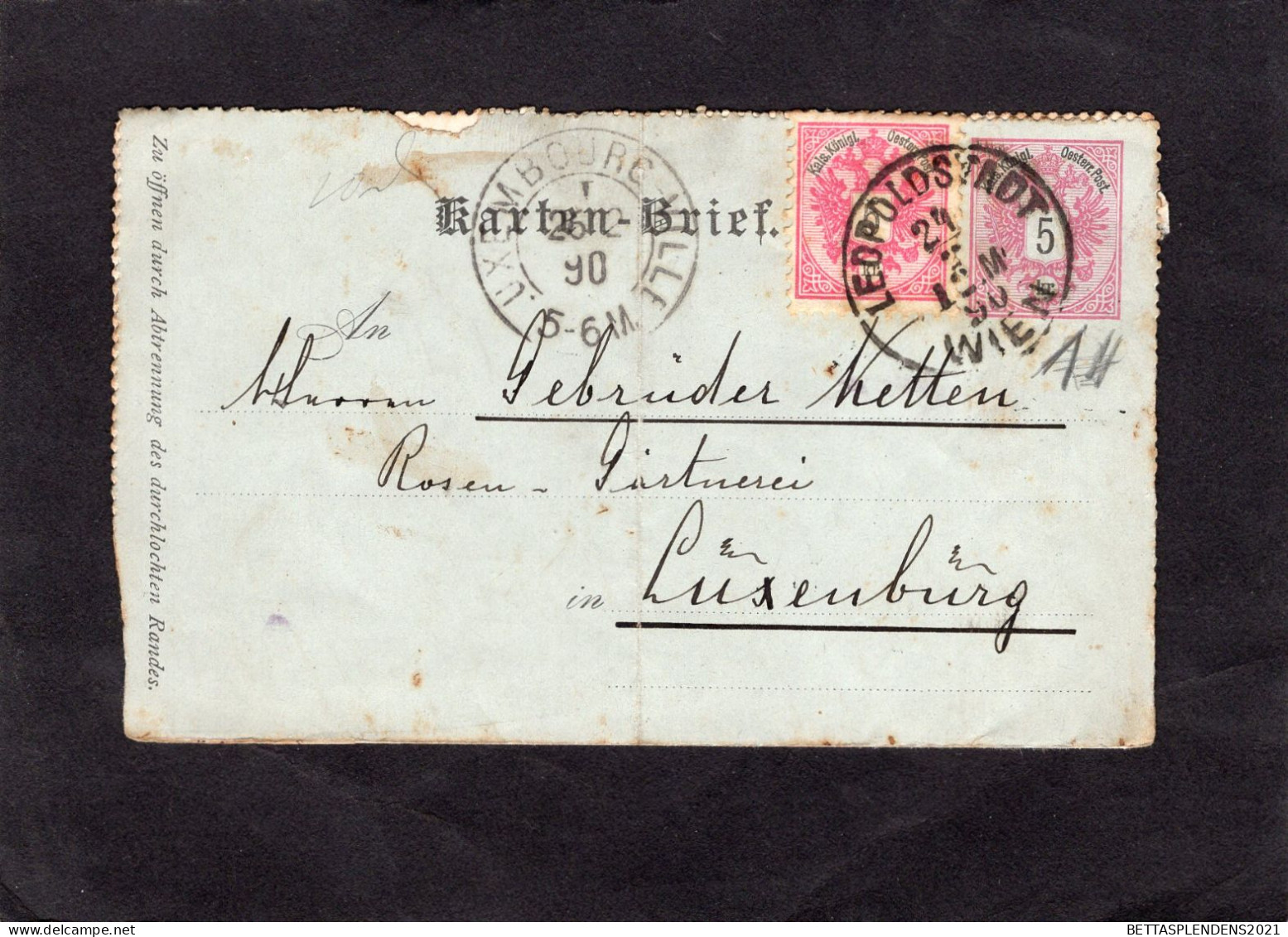 Entier Postal 1890 Avec Timbre YT 42 En Complément - Cachet LEOPOLDSTADT - WIEN - Cartas-Letras