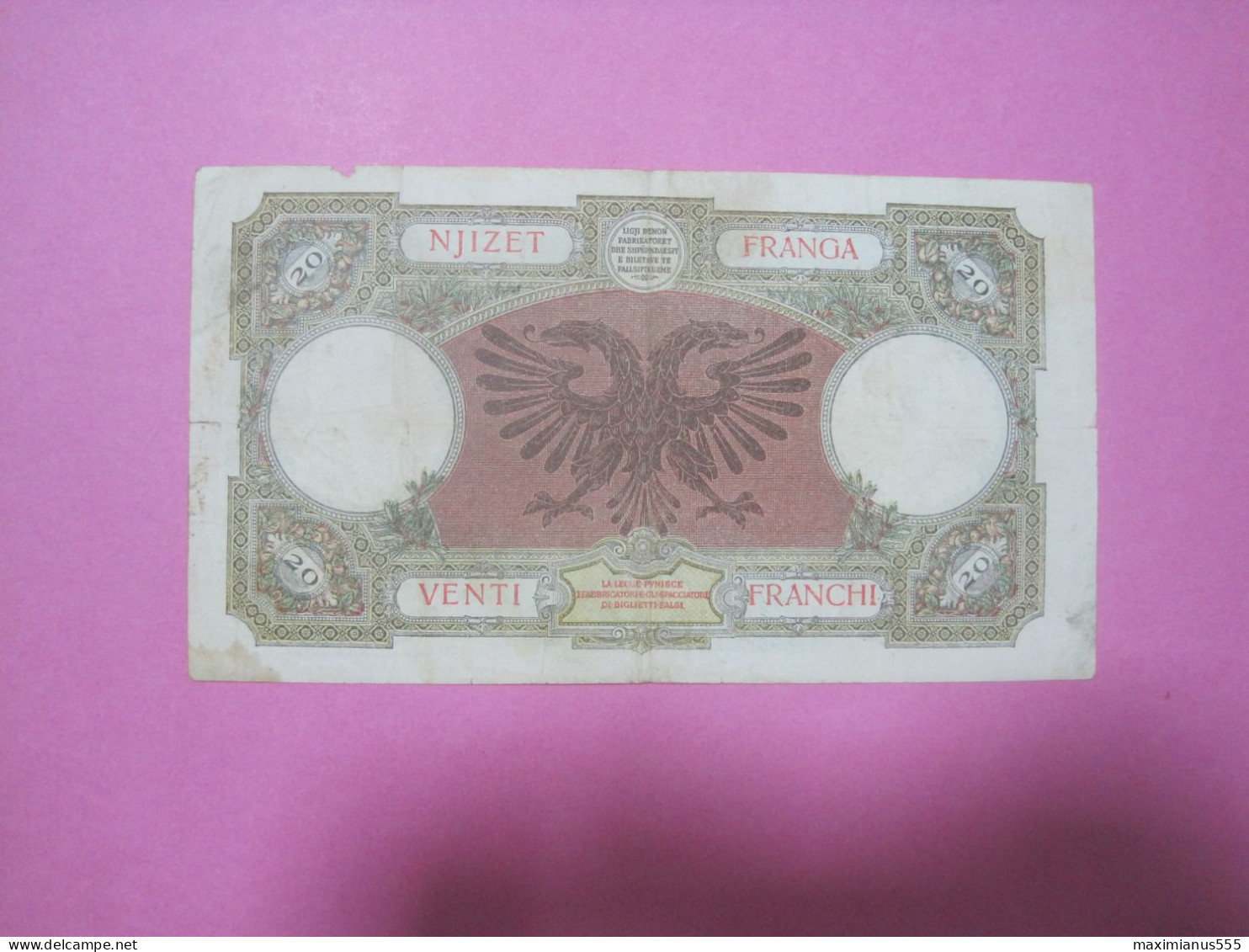 Albania 20 Franga Banknotes ND 1939, Good Number (1) 7744 - Albanien