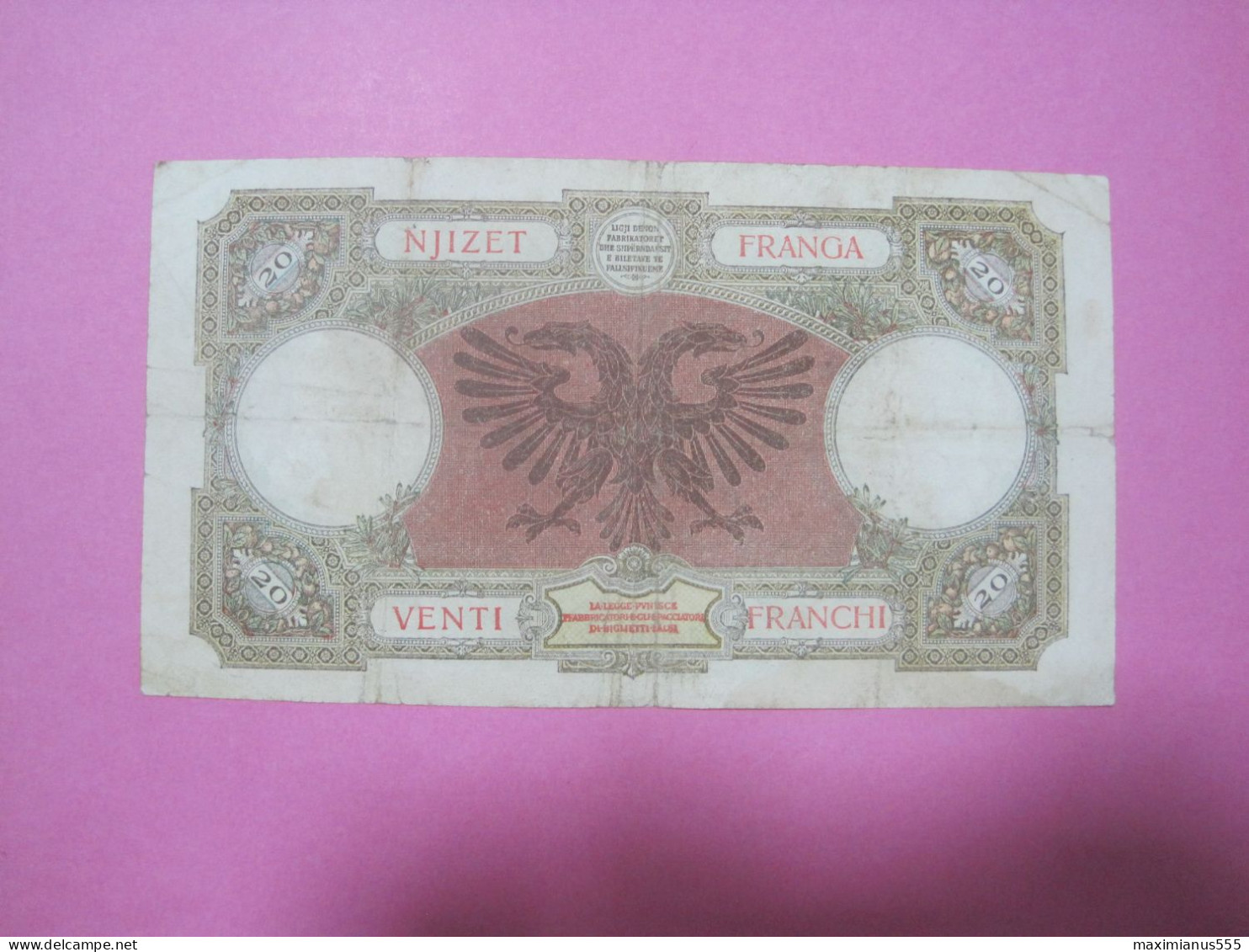 Albania 20 Franga Banknotes ND 1939, Good Number (2) 4744 - Albanien