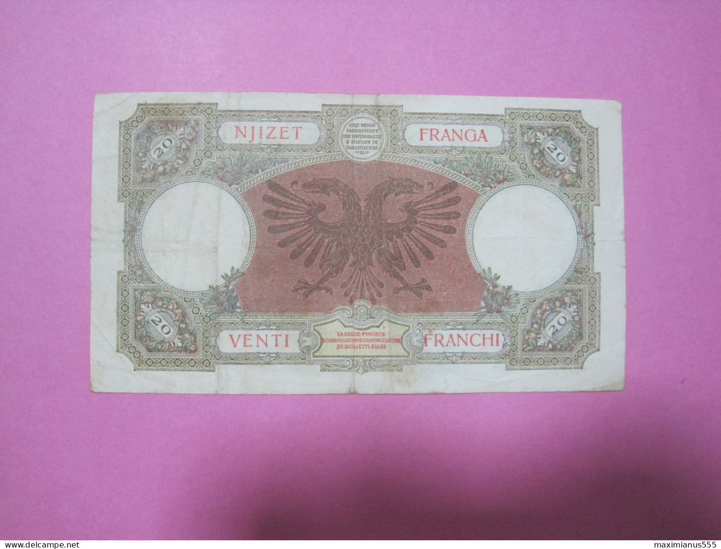 Albania 20 Franga Banknotes ND 1939, Good Number (3) 3222 - Albania