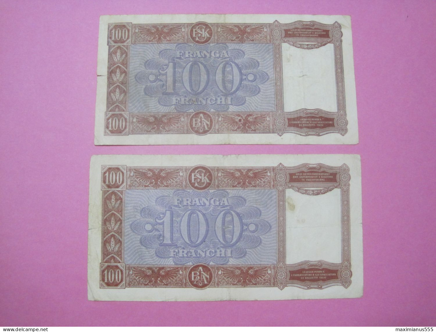 Albania Lot 2 X 100 Franga Banknotes ND 1939, First And Second Edition (2) - Albania