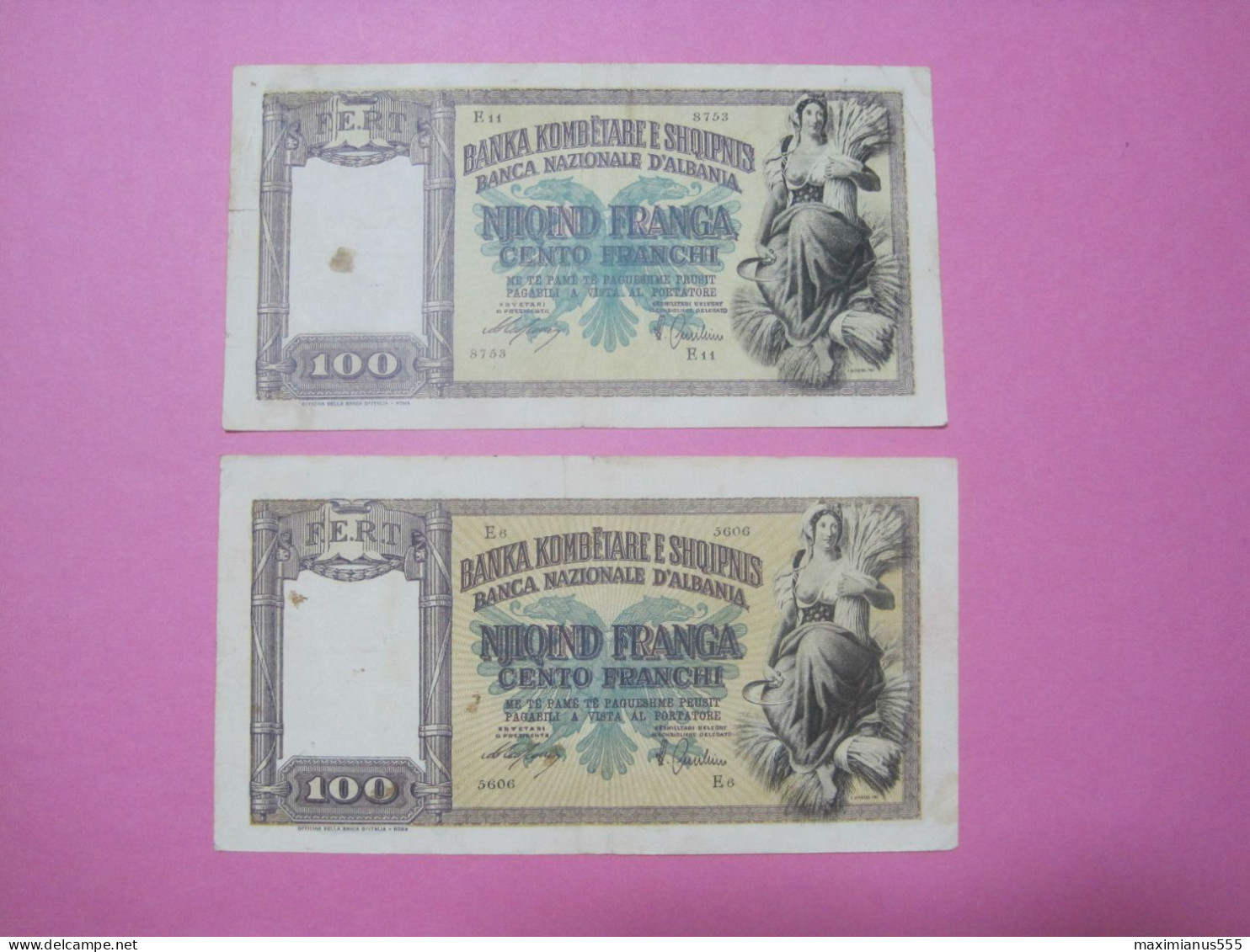 Albania Lot 2 X 100 Franga Banknotes ND 1939, First And Second Edition (4) - Albania