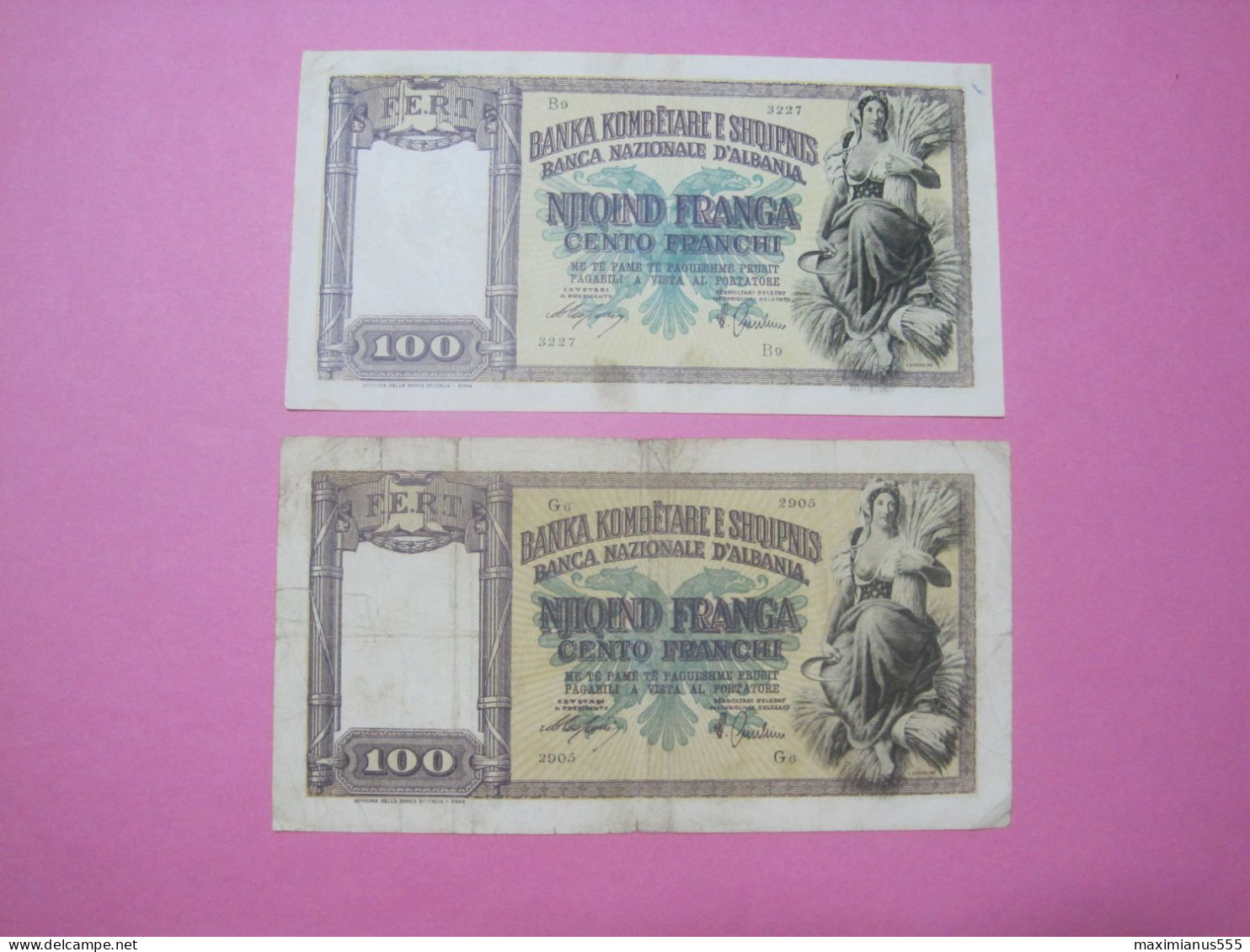 Albania Lot 2 X 100 Franga Banknotes ND 1939, First And Second Edition (5) - Albanië