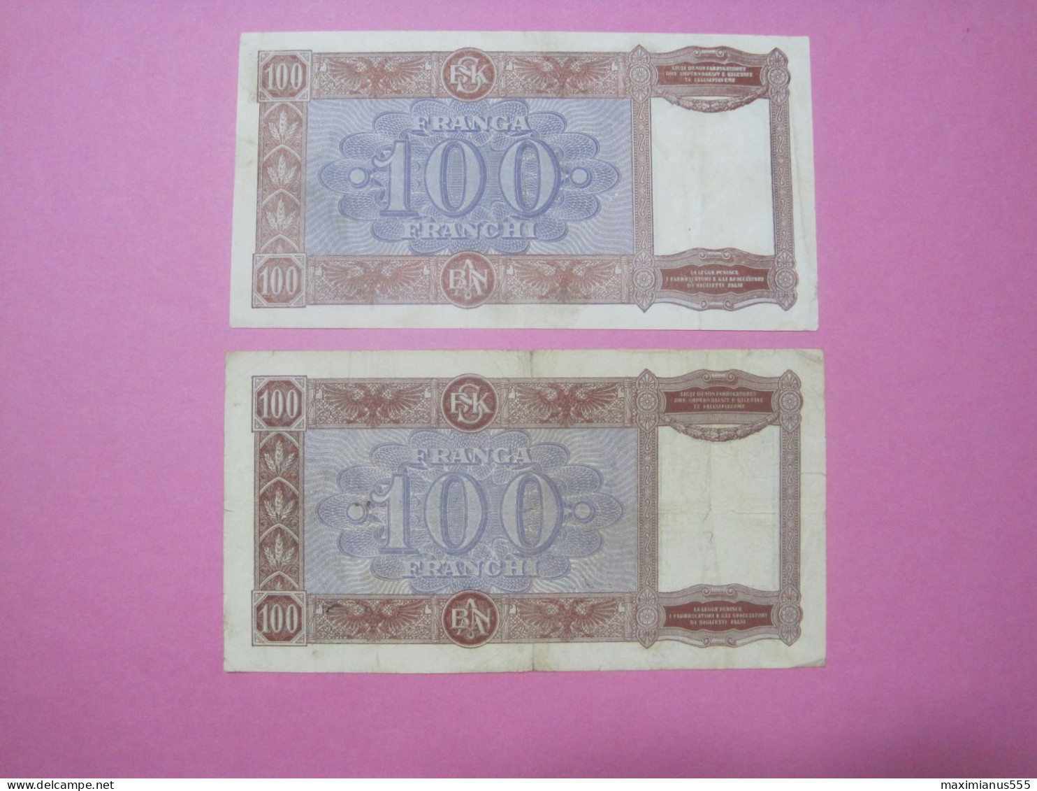 Albania Lot 2 X 100 Franga Banknotes ND 1939, First And Second Edition (5) - Albanie