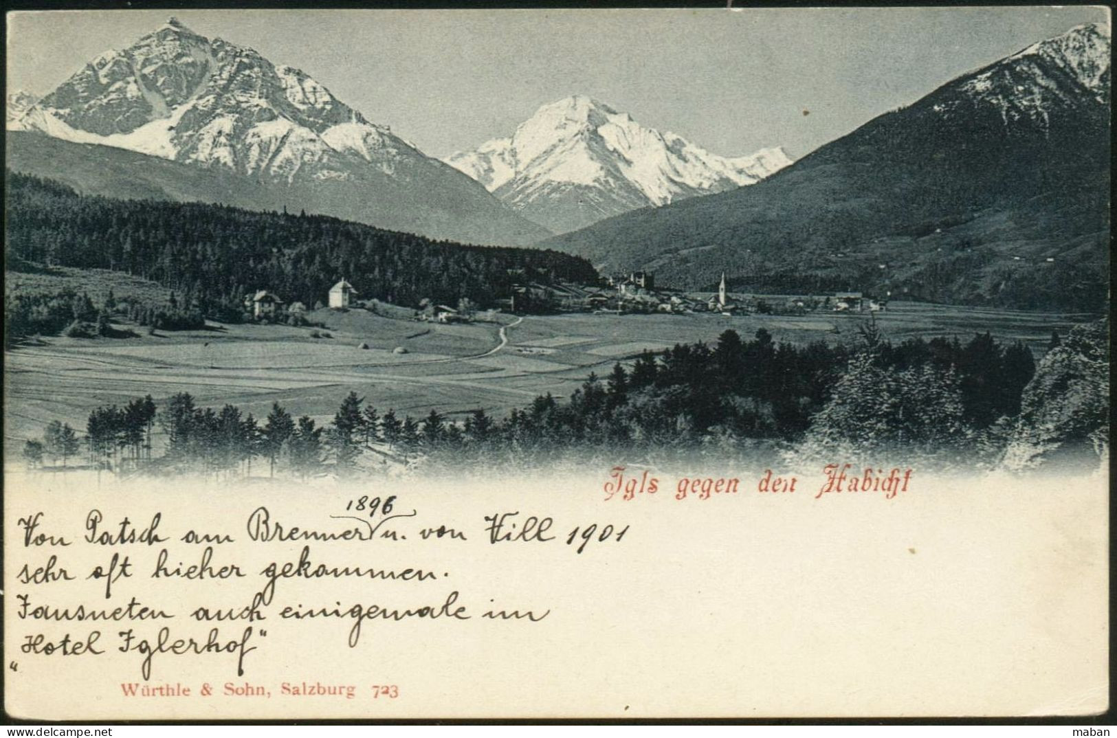 Igls Gegen Den Habicht - Würthle & Sohn, Salzburg 1901 - Igls