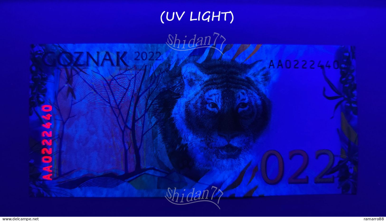 Goznak - 022 Tiger Type A (Spring) - Very Rare - 2022  Specimen Test Note Unc