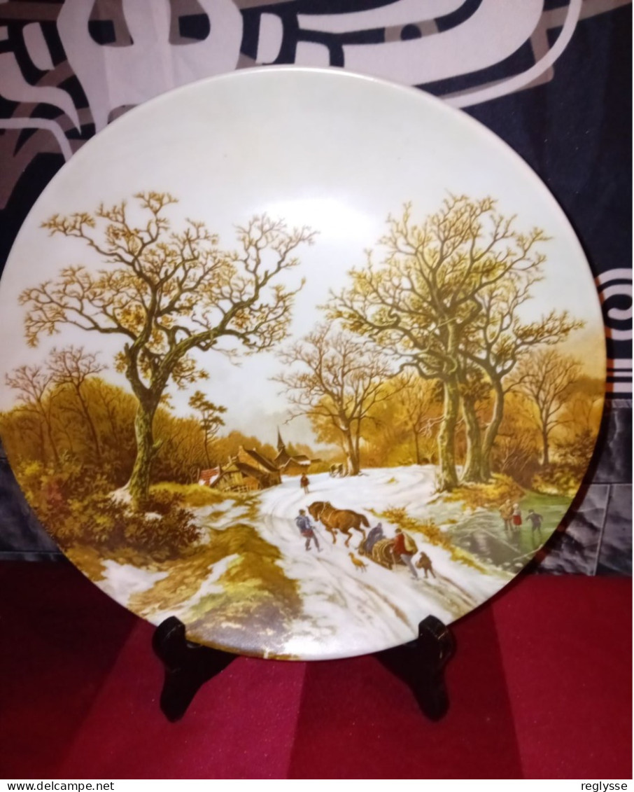 ASSIETTE DECORATIVE PAYSAGE DE CAMPAGNE SOUS LA NEIGE 1984 PORCELAINE ROYAL TER STEEGE BV HOLLAND - Autres & Non Classés