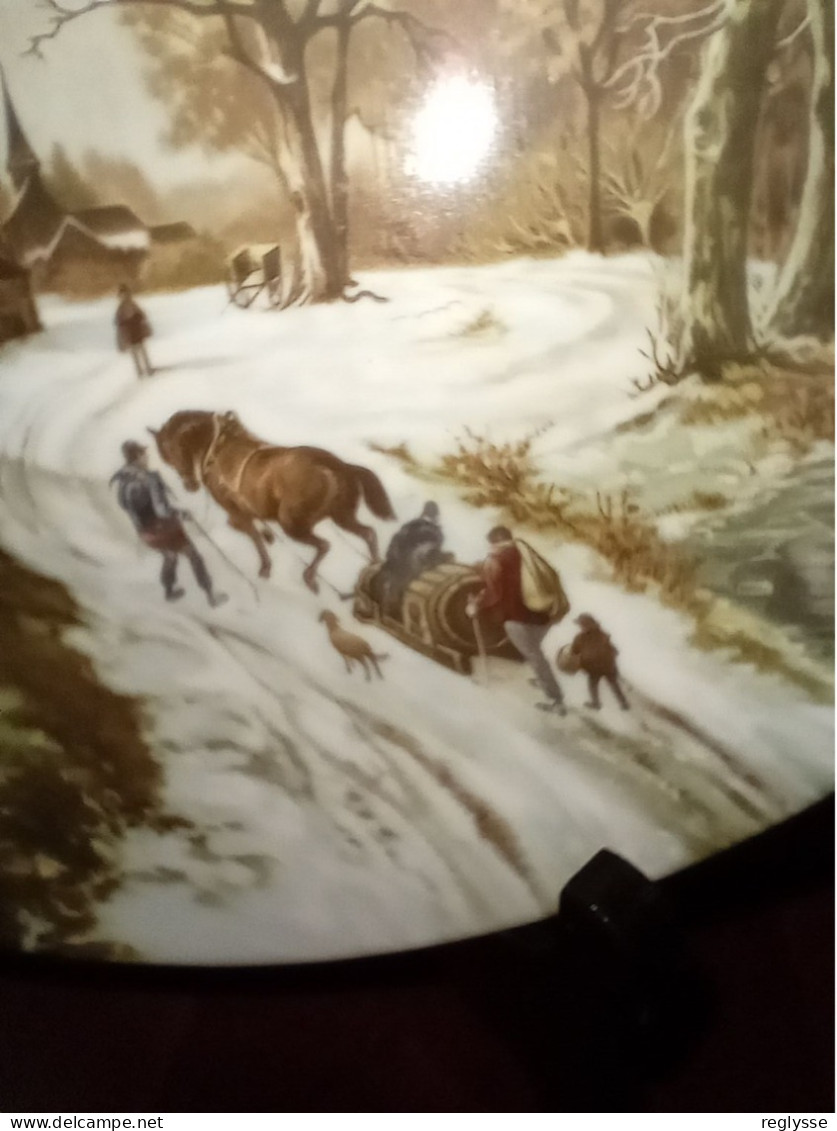 ASSIETTE DECORATIVE PAYSAGE DE CAMPAGNE SOUS LA NEIGE 1984 PORCELAINE ROYAL TER STEEGE BV HOLLAND - Altri & Non Classificati