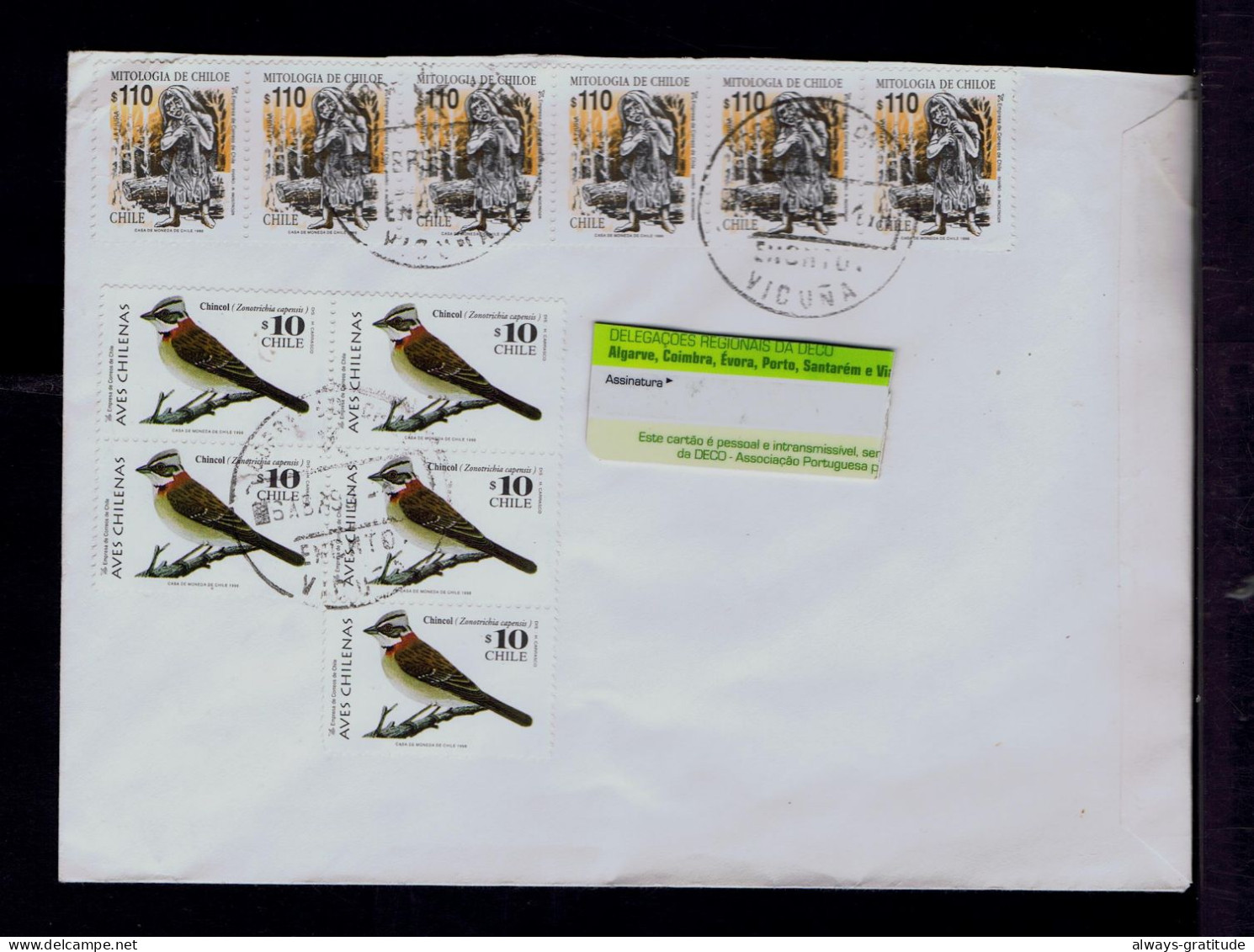 Sp9942 CHILE Birds Faune Animals Oiseaux CHINCOL 5x /mythology Mailed 6x Mailed Melle - Mythologie