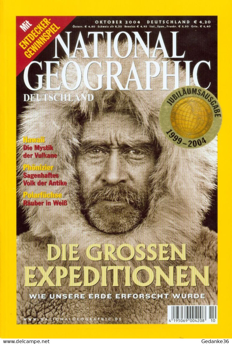 National Geographic 10/2004, Die Großen Expeditionen, Hawai - Vulkane, Phönizier - Volk Der Antike, Polarfüchse - Sonstige & Ohne Zuordnung