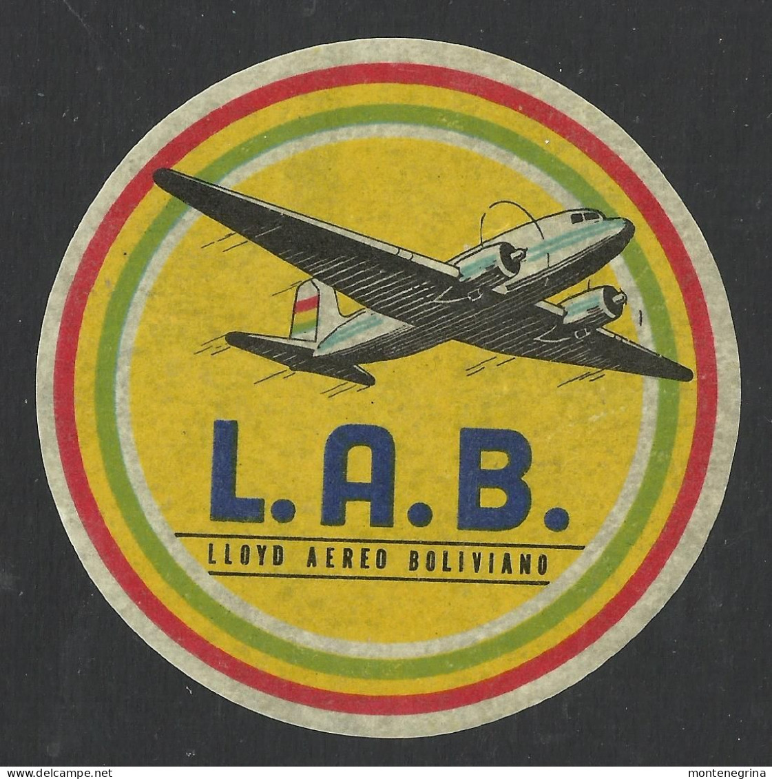 BOLIVIA - L. A. B. - LLOYD AEREO BOLIVIANO - Luggage Label D = 8,5 Cm (see Sales Conditions) 08624 - Étiquettes à Bagages