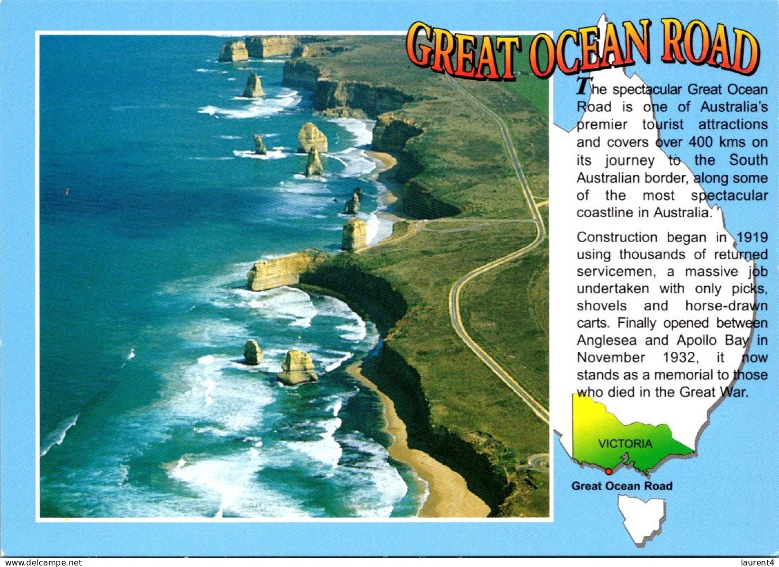 7-9-2023 (4 T 26) Australia - VIC - Great Ocean Road (with Map) 2 Postcards - Autres & Non Classés