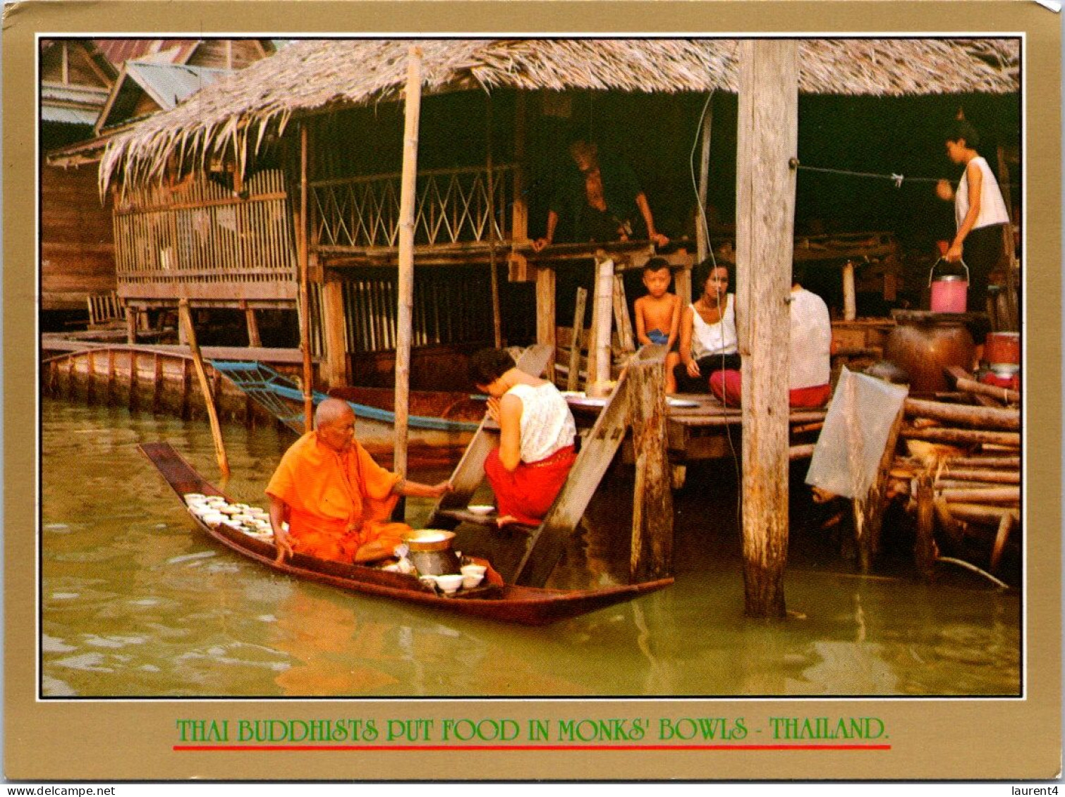 7-9-2023 (4 T 30) Thailand - Thai Buddhist Monk (river Foods Offering) - Buddhism
