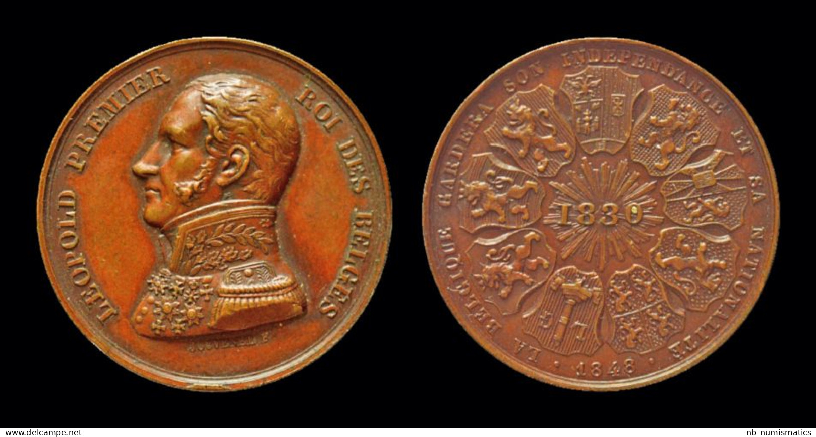 Belgium Jouvenel Jean-Baptiste Copper Medaille Bust Of Leopold I To Left - Royal / Of Nobility