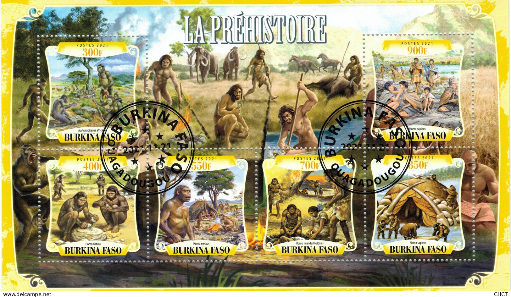 CHCT25 - Prehistory, History Of Human Race, Stamp Mini Sheet, Used CTO, 2021, Burkina Faso - Burkina Faso (1984-...)