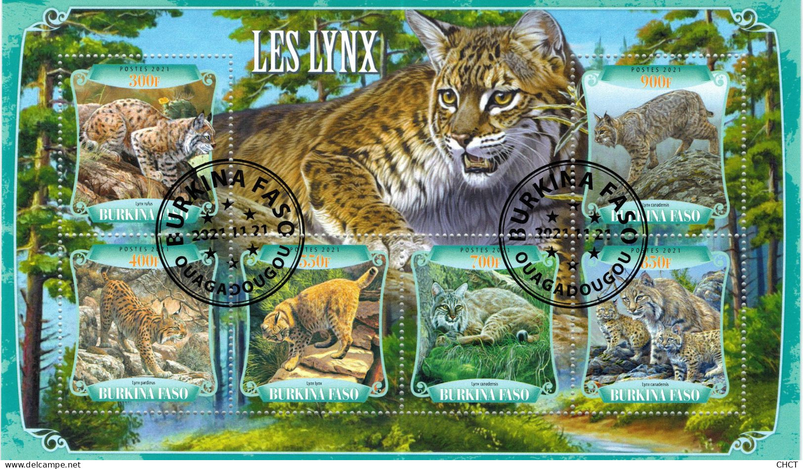CHCT25 - Lynx, Fauna, Stamp Mini Sheet, Used CTO, 2021, Burkina Faso - Burkina Faso (1984-...)