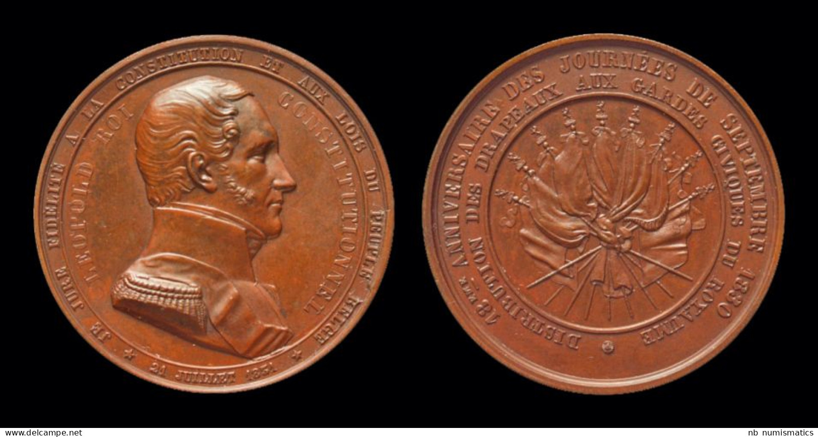 Belgium Jouvenel Adolphe-Christian Copper Medaille Bust Of Leopold I To Right - Monarquía / Nobleza