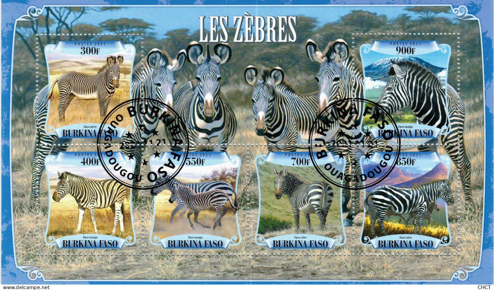 CHCT25 - Zebras, Fauna, Nature, Stamp Mini Sheet, Used CTO, 2021, Burkina Faso - Burkina Faso (1984-...)