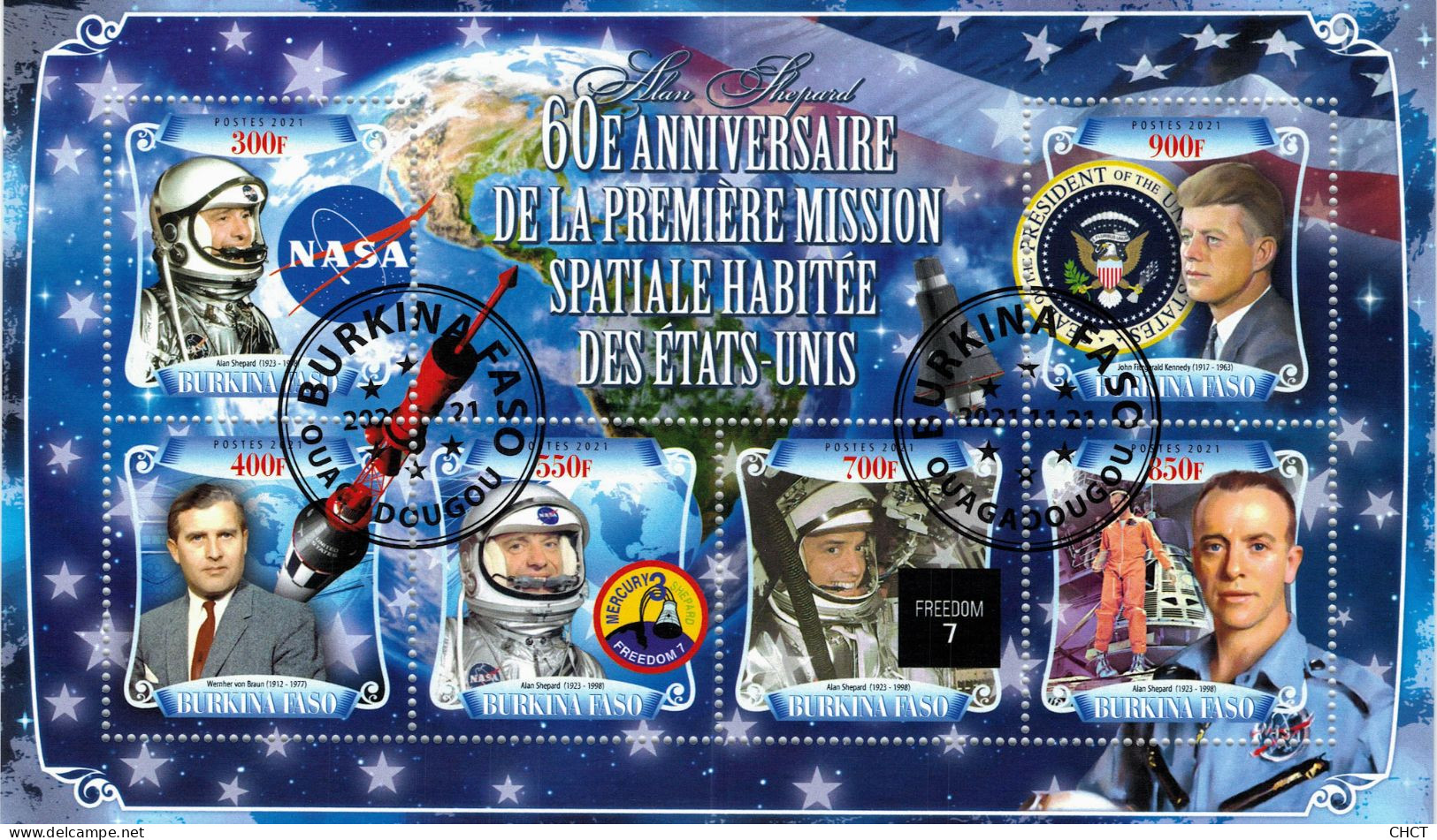 CHCT25 - Space, Cosmos, Stamp Mini Sheet, Used CTO, 2021, Burkina Faso - Burkina Faso (1984-...)